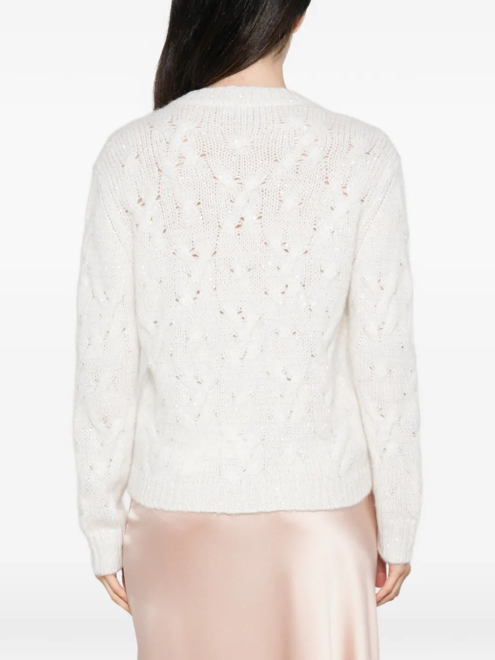 Fabiana Filippi sequin-embellished cable-knit cardigan Beige