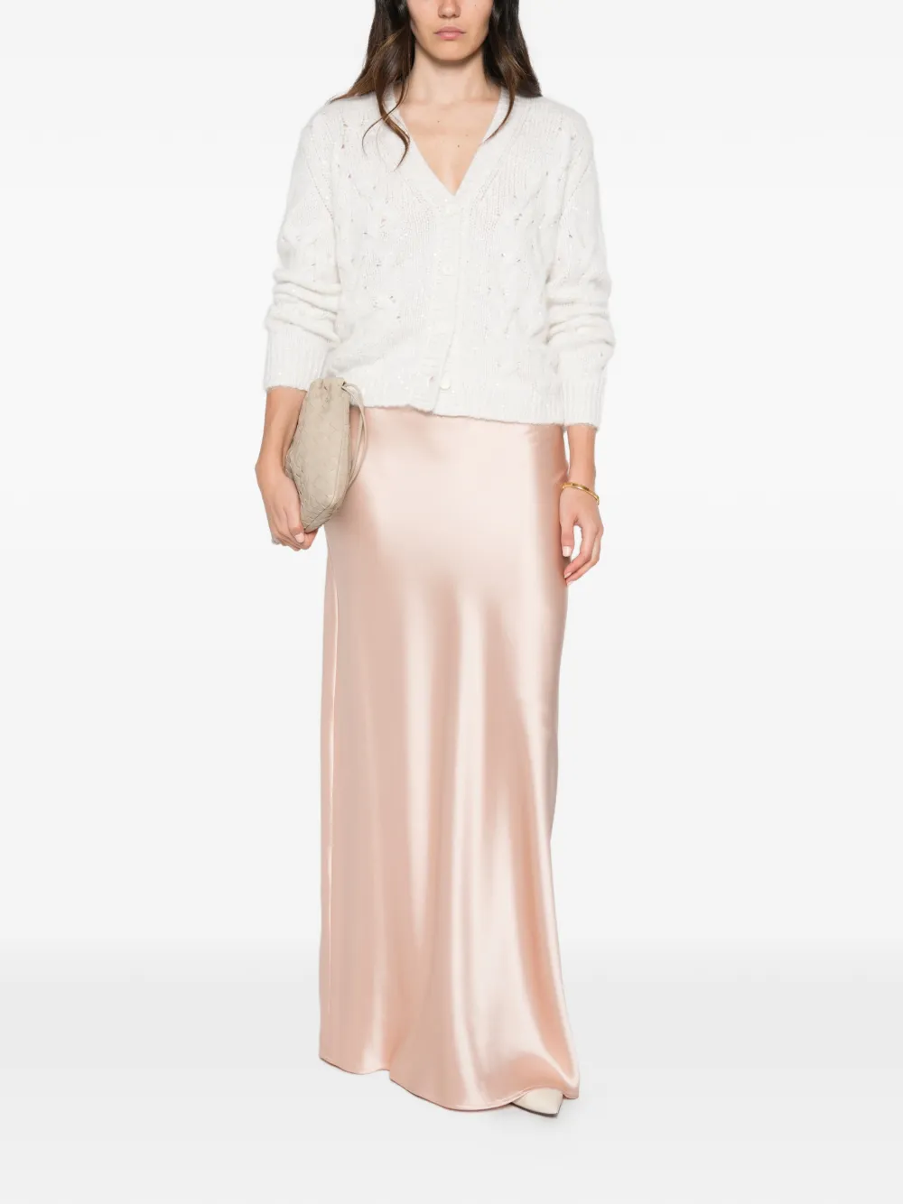 Fabiana Filippi sequin-embellished cable-knit cardigan Beige
