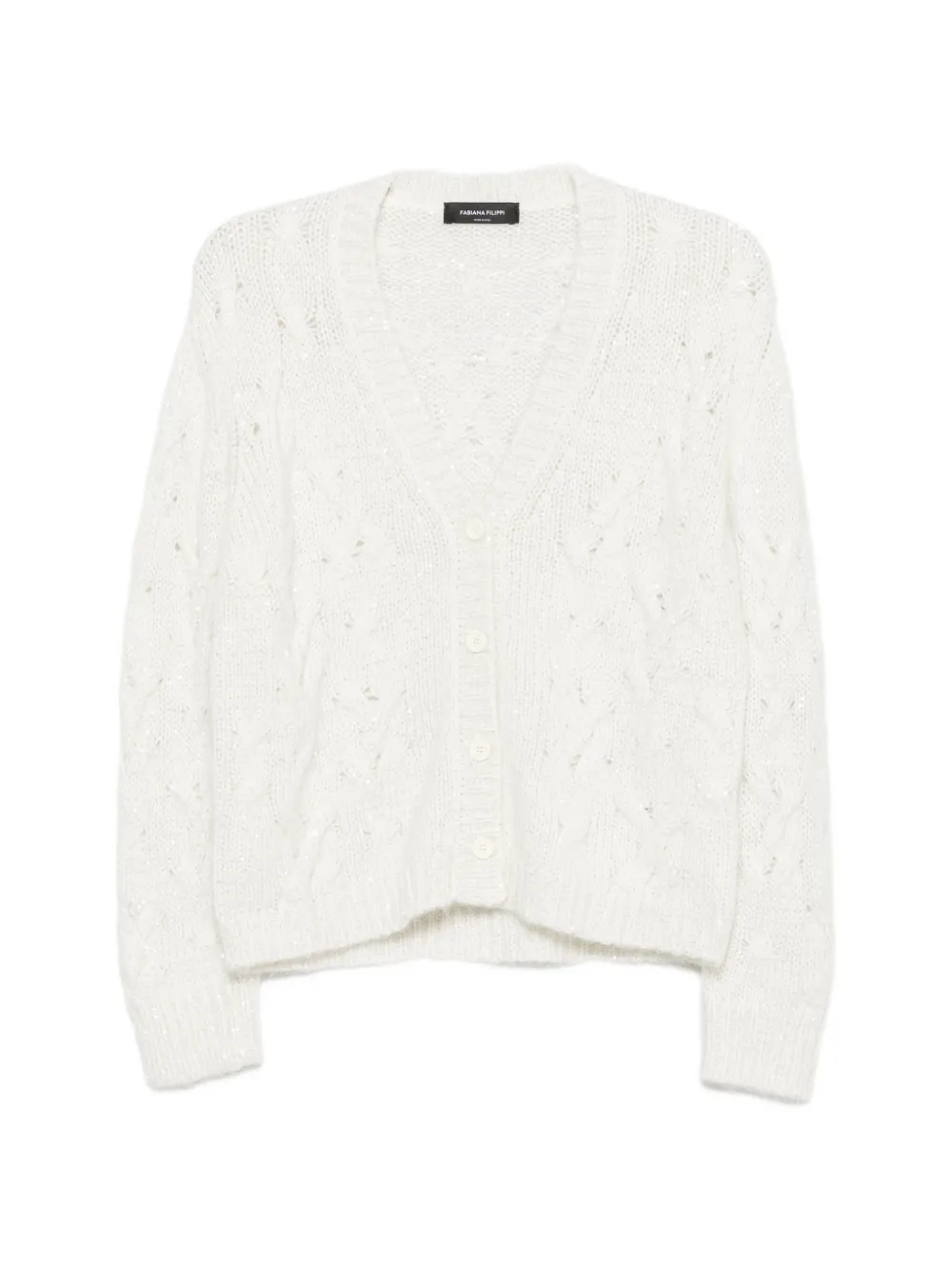 Fabiana Filippi sequin-embellished cable-knit cardigan - Neutrals