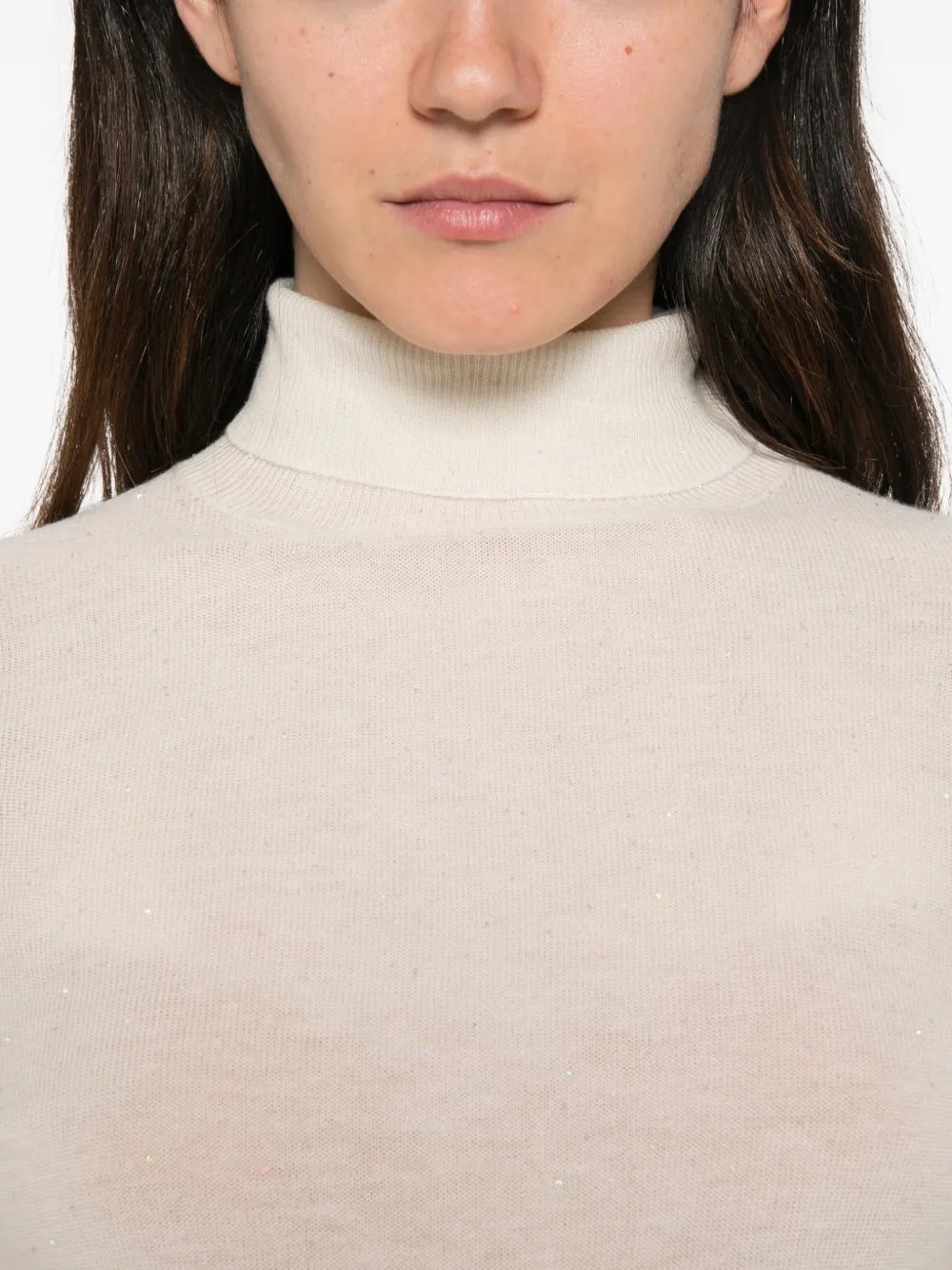 Fabiana Filippi sequin-embellished roll-neck sweater Beige