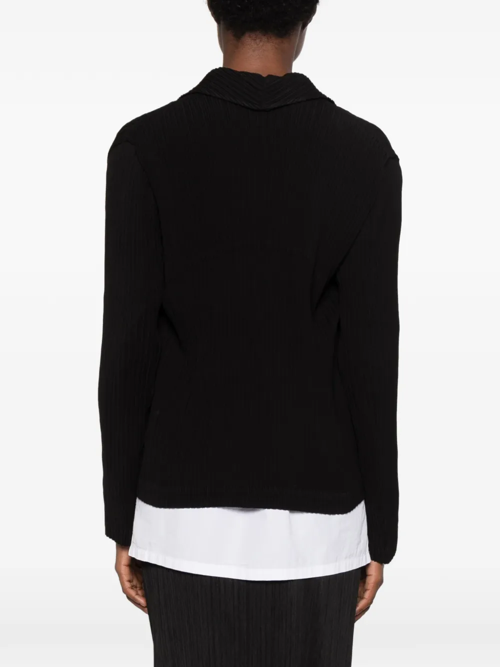 Issey Miyake pleated notch-lapel jacket Zwart