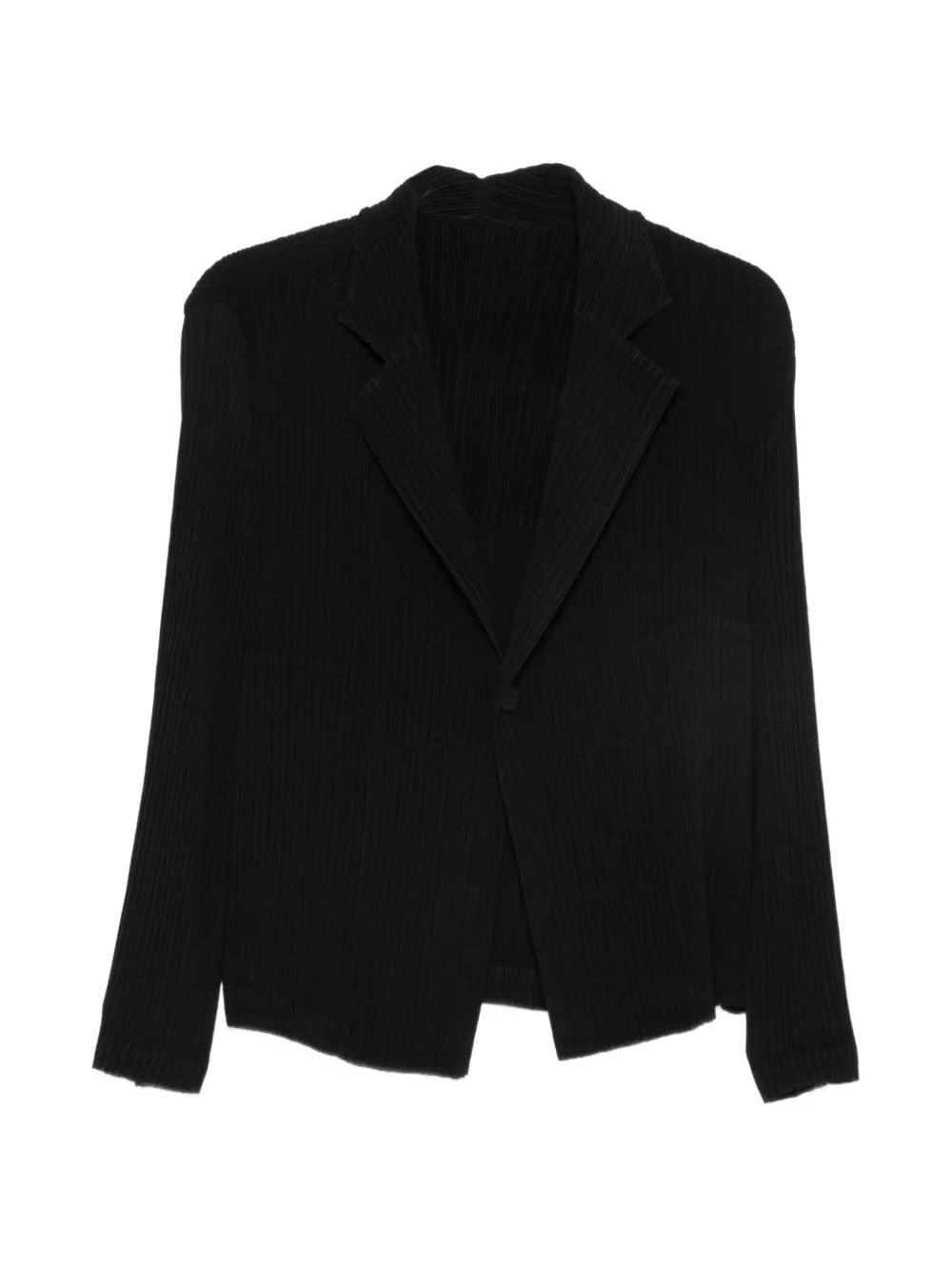 Issey Miyake pleated notch-lapel jacket Zwart
