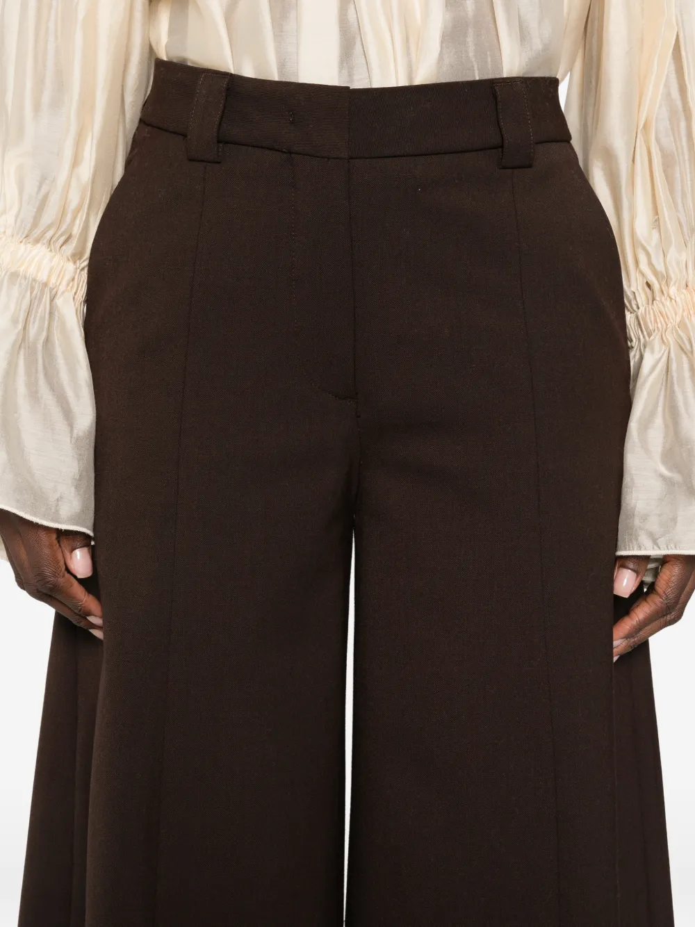 THELATEST Pantalon met wijde pijpen Bruin