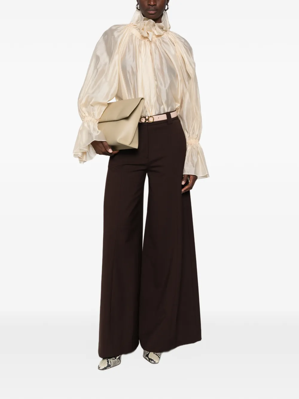 THELATEST Pantalon met wijde pijpen Bruin