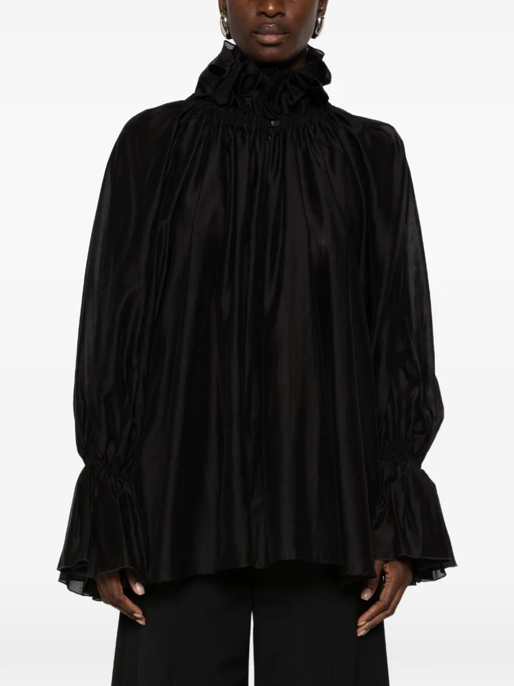 THELATEST Blouse met ruches Zwart