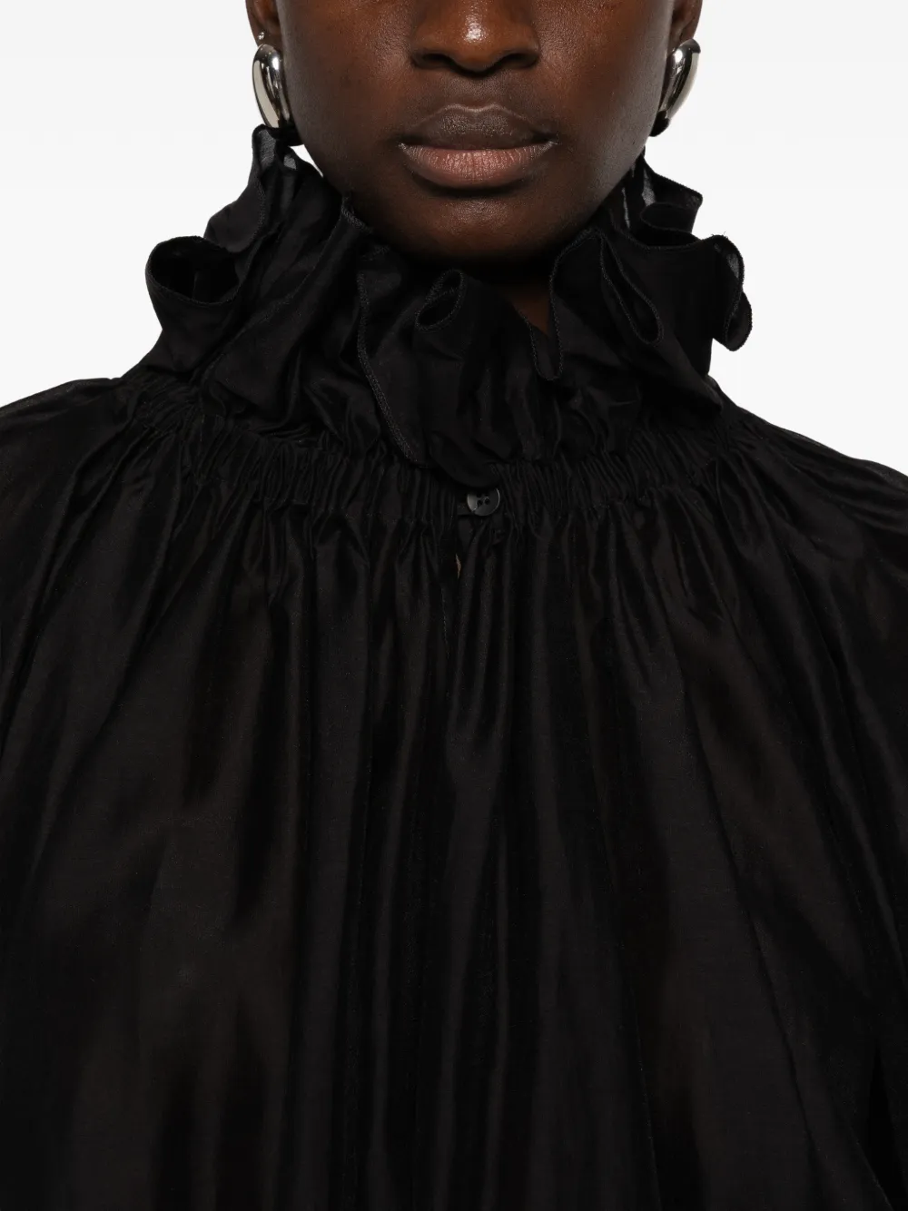 THELATEST Blouse met ruches Zwart