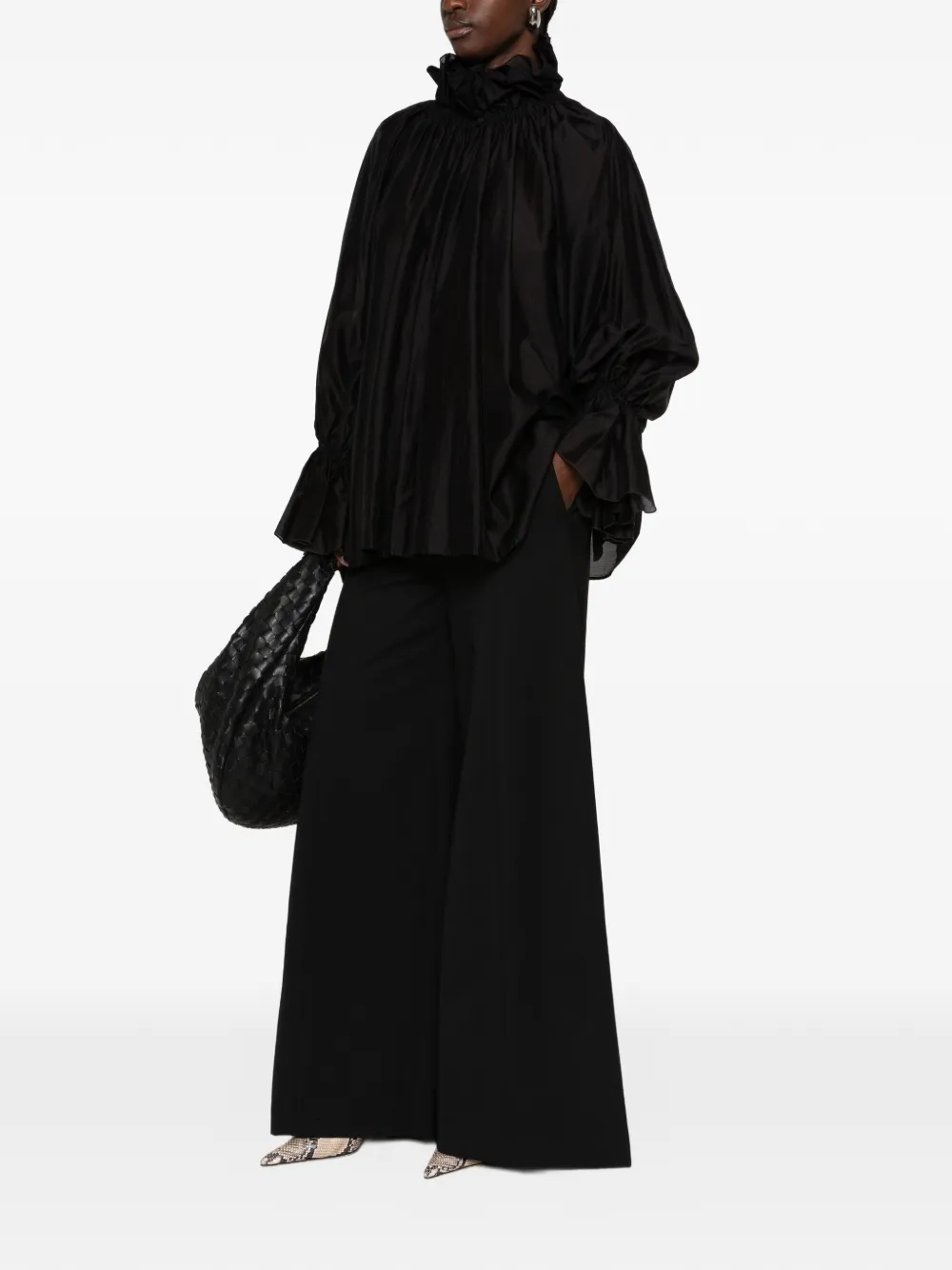 THELATEST Blouse met ruches Zwart