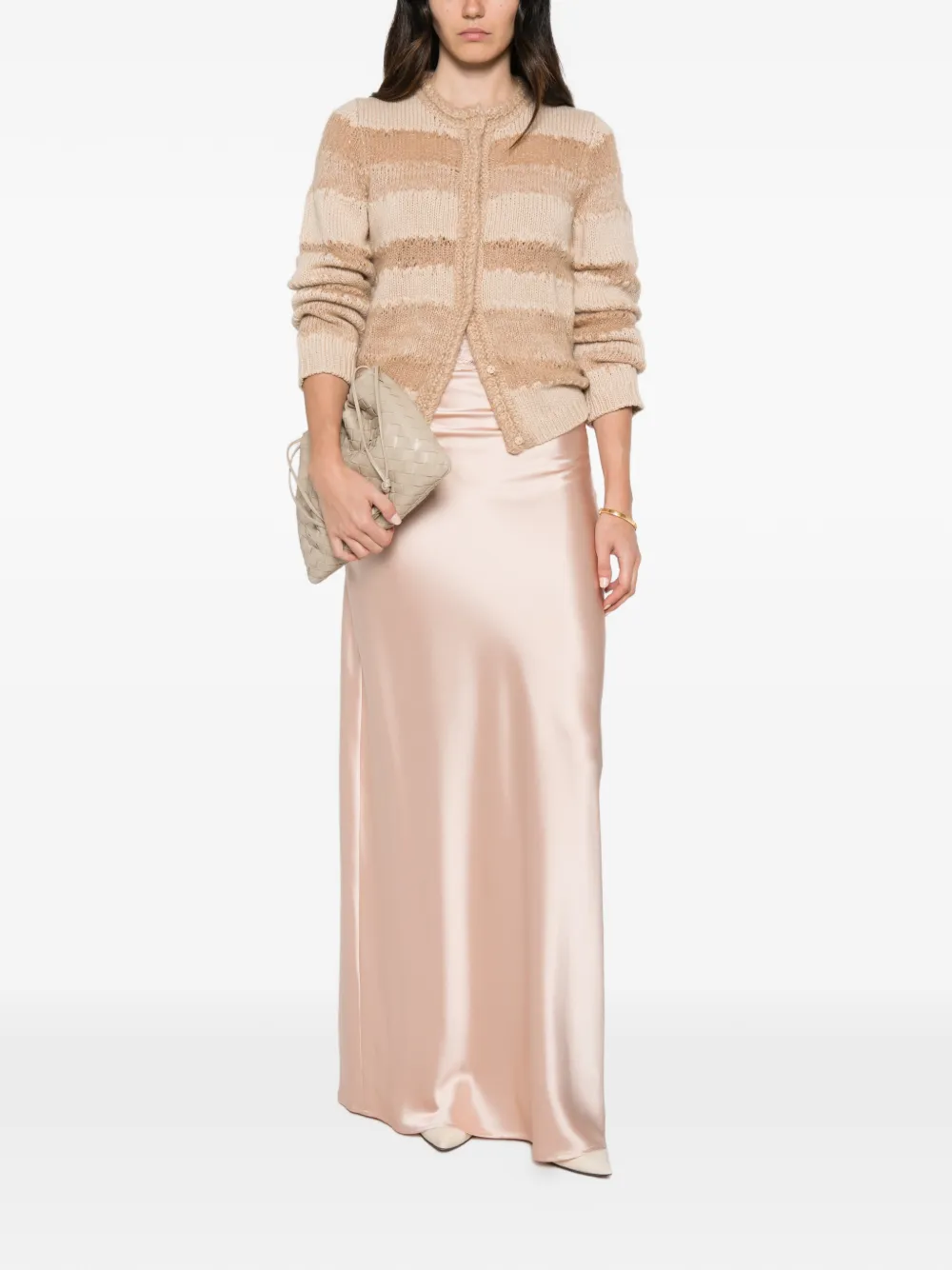 Fabiana Filippi striped-knit cardigan Beige