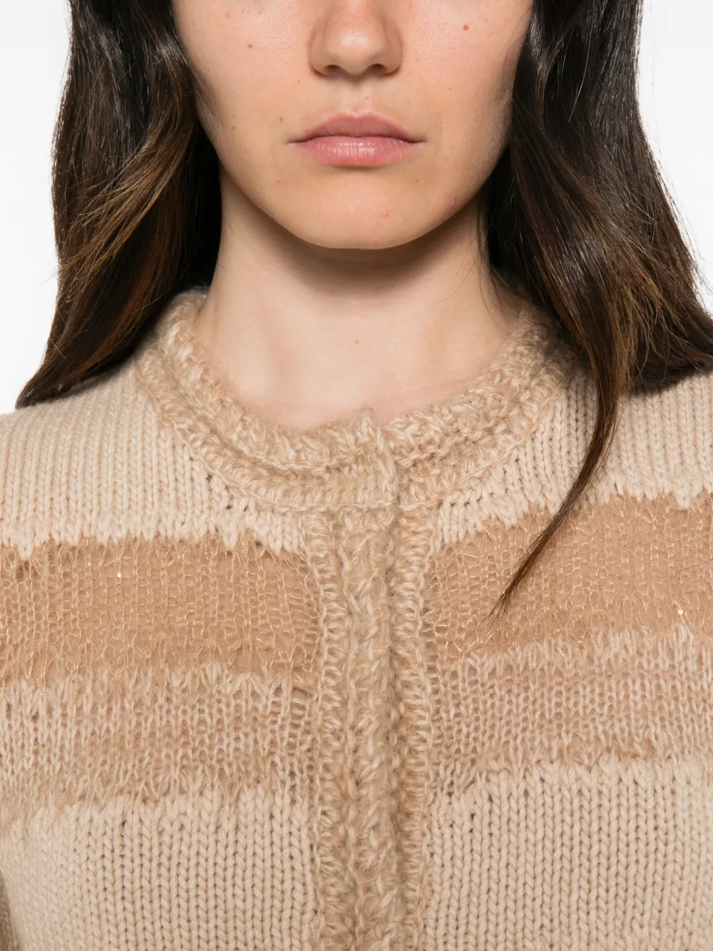 Fabiana Filippi striped-knit cardigan Beige