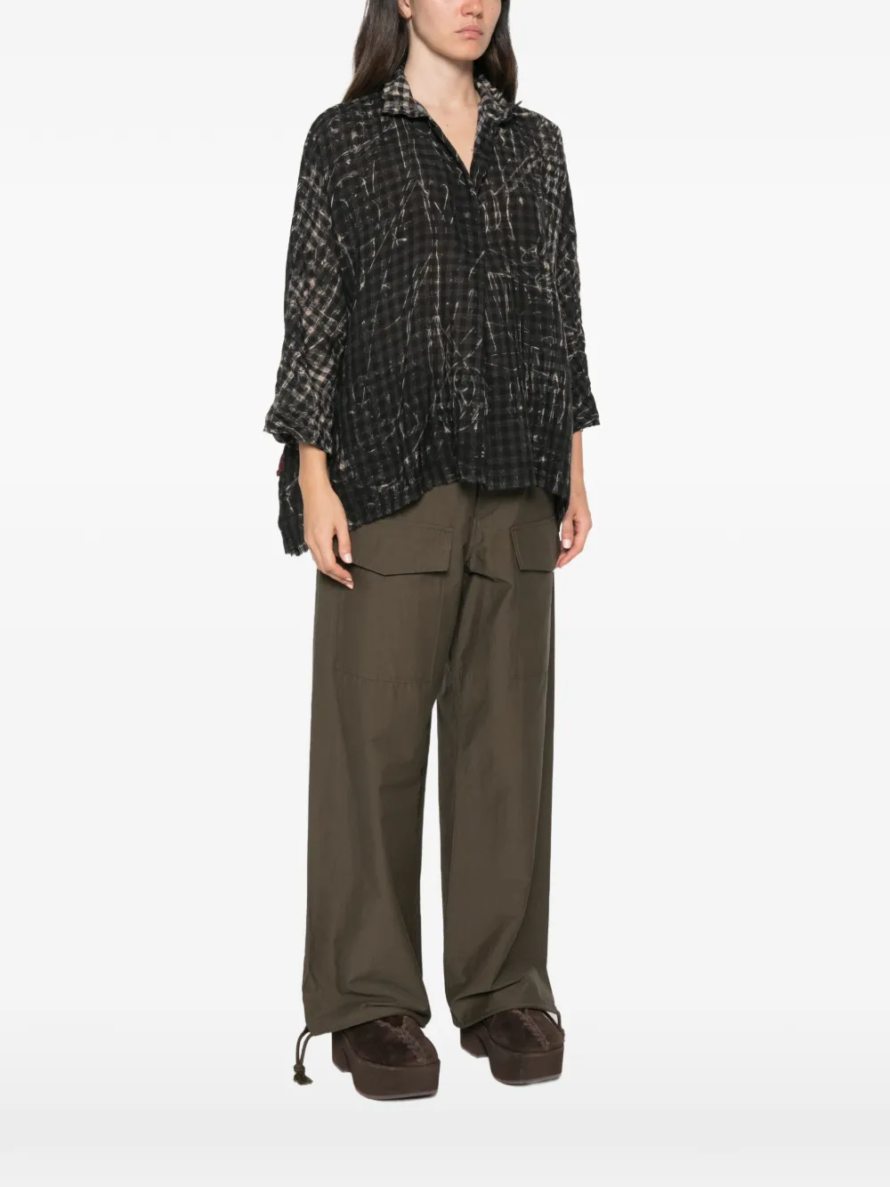 Daniela Gregis Check-pattern Blouse In Black