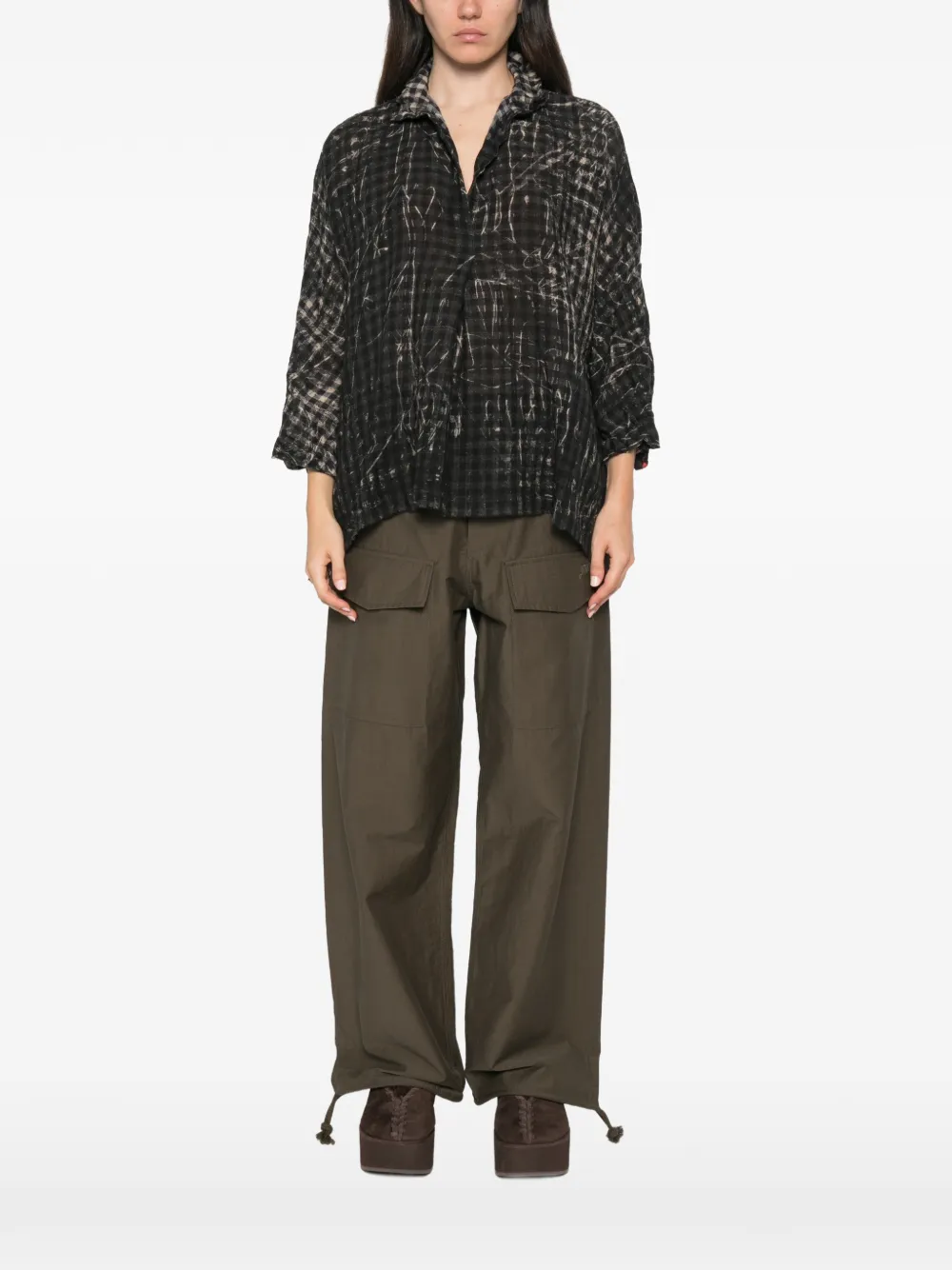 Daniela Gregis Check-pattern Blouse In Black