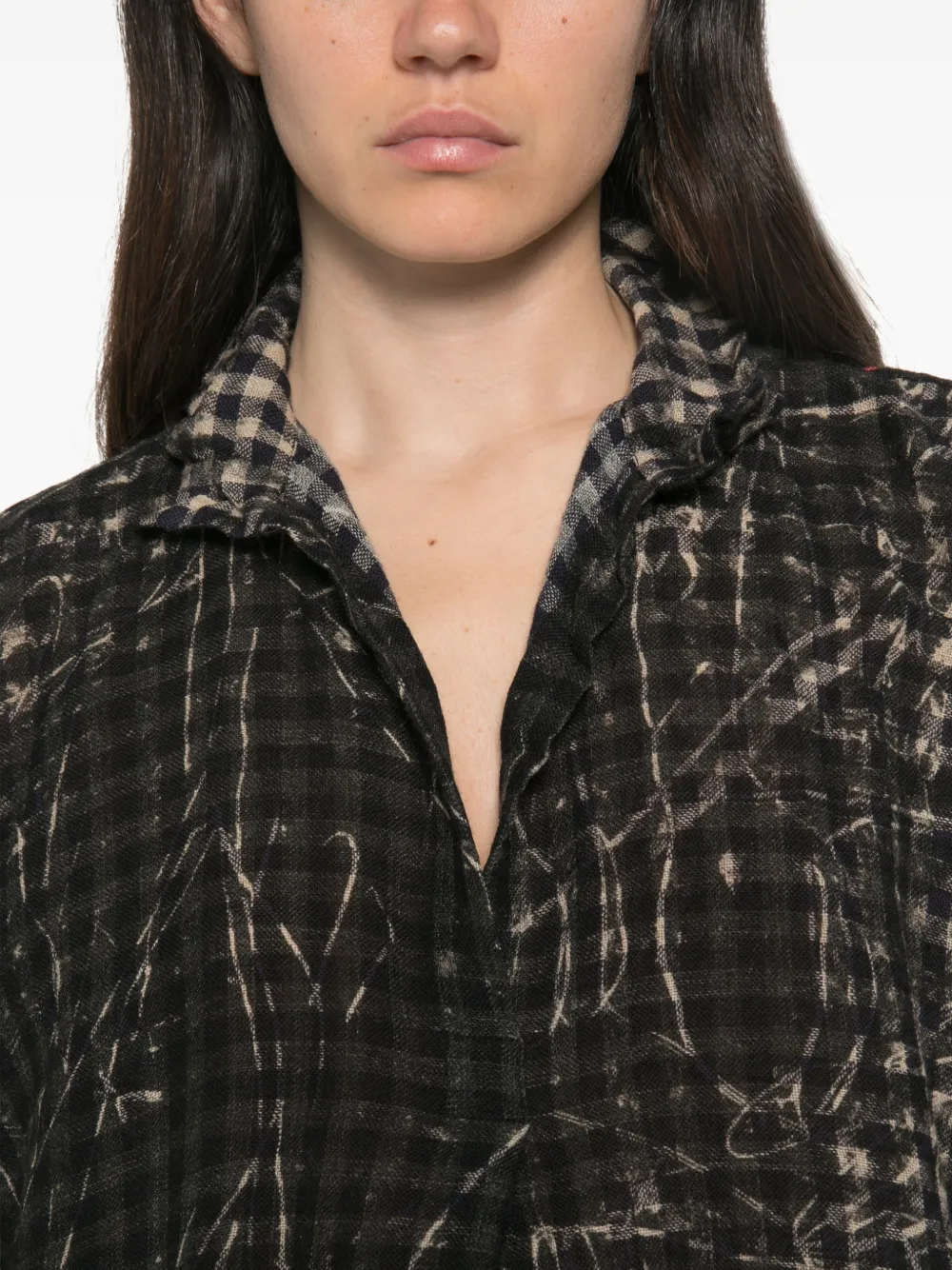 Daniela Gregis Check-pattern Blouse In Black
