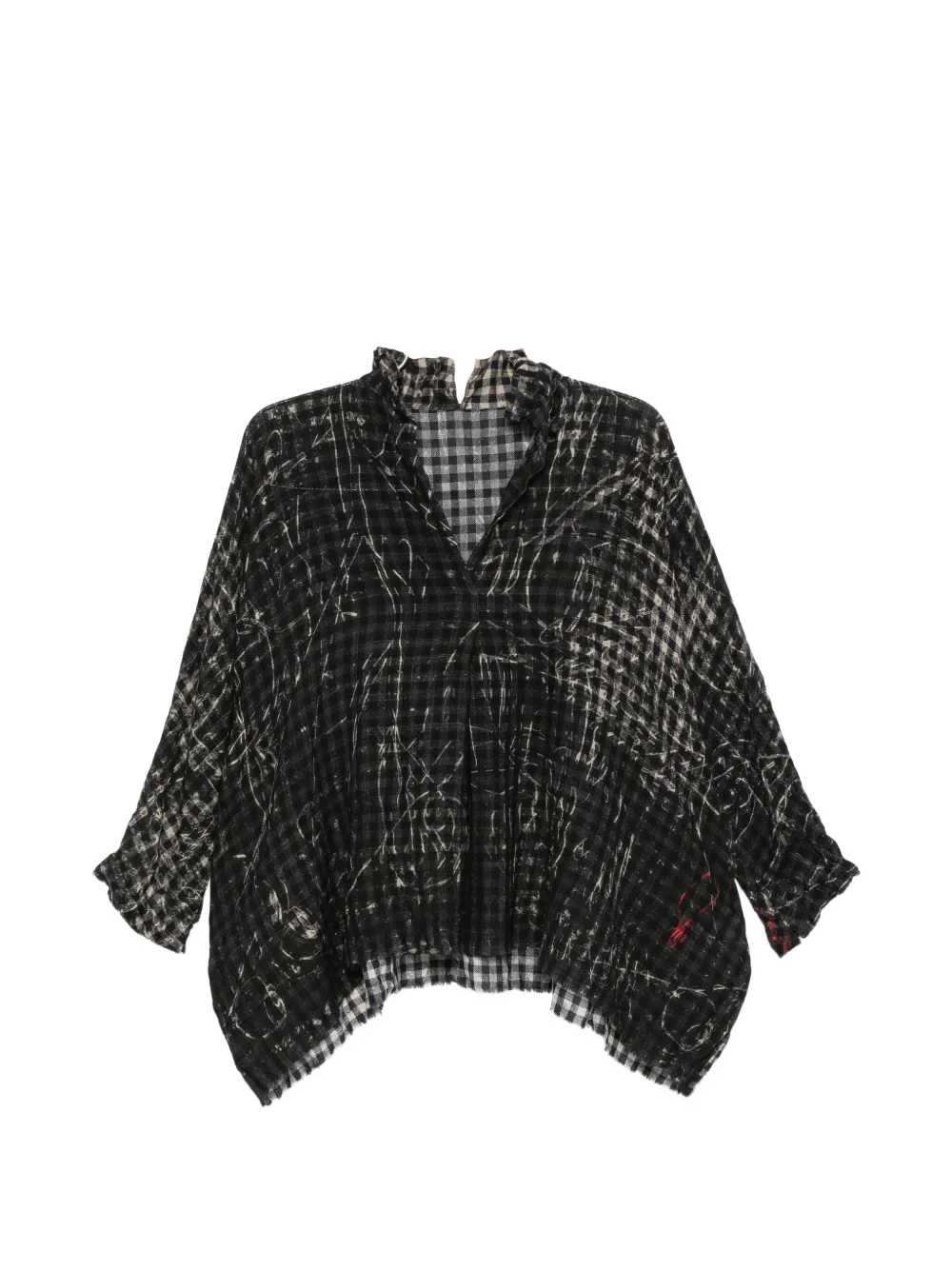 Daniela Gregis Check-pattern Blouse In Black