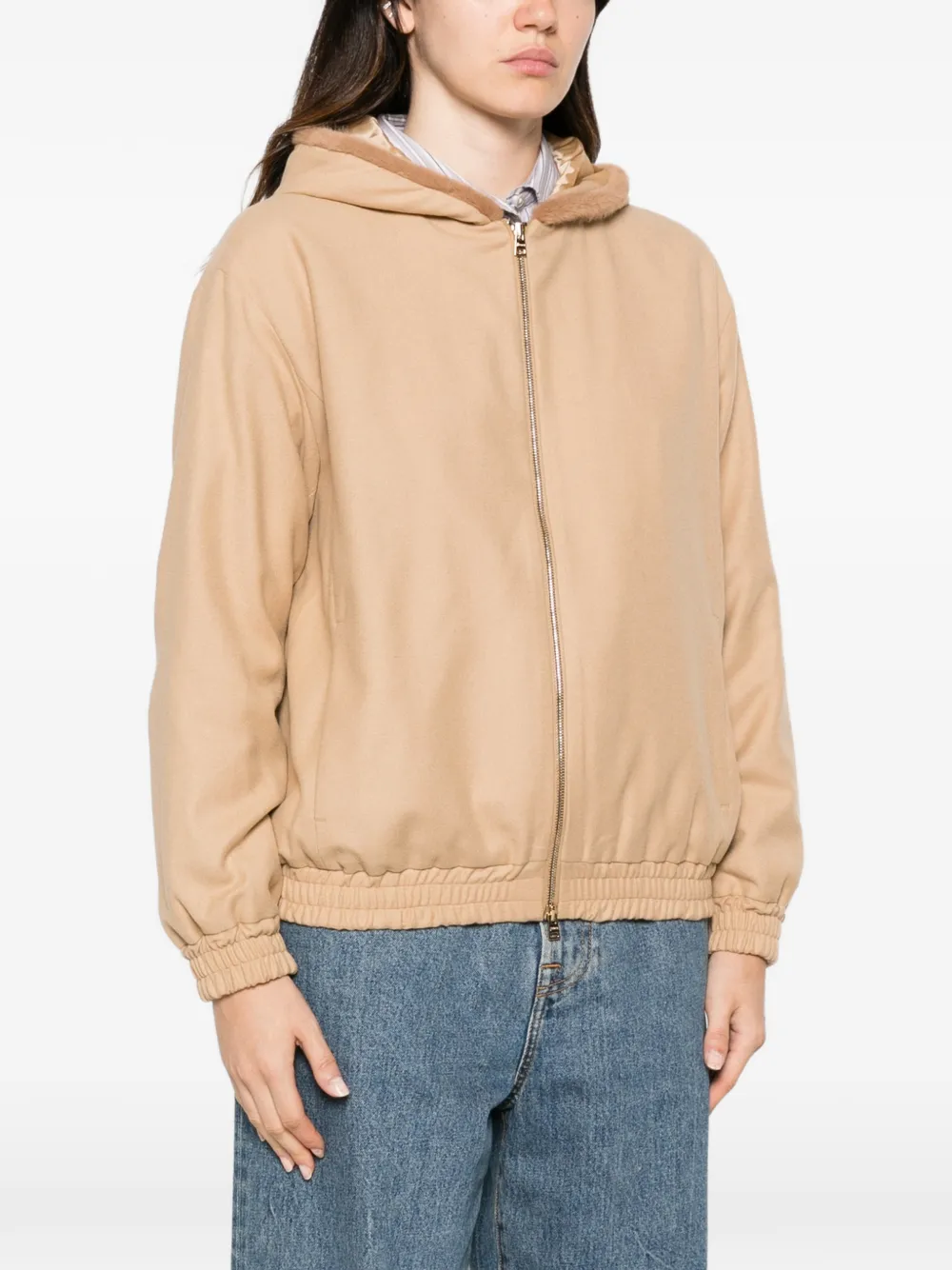Herno hooded zip jacket Beige