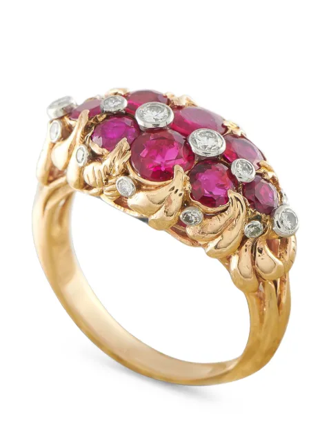LB Exclusive ruby and diamond cluster ring