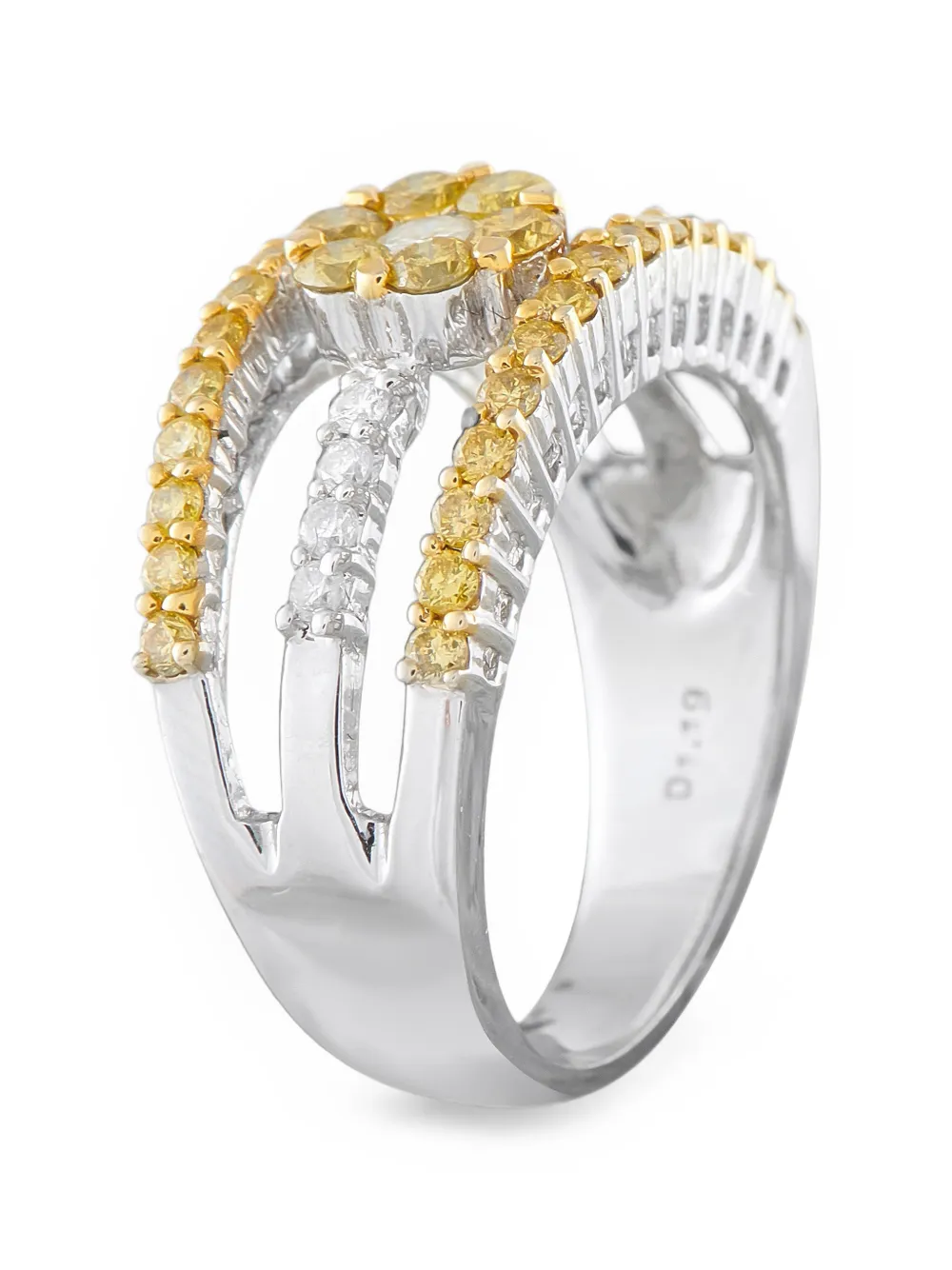LB Exclusive Fancy diamond flower crossover ring - Argento