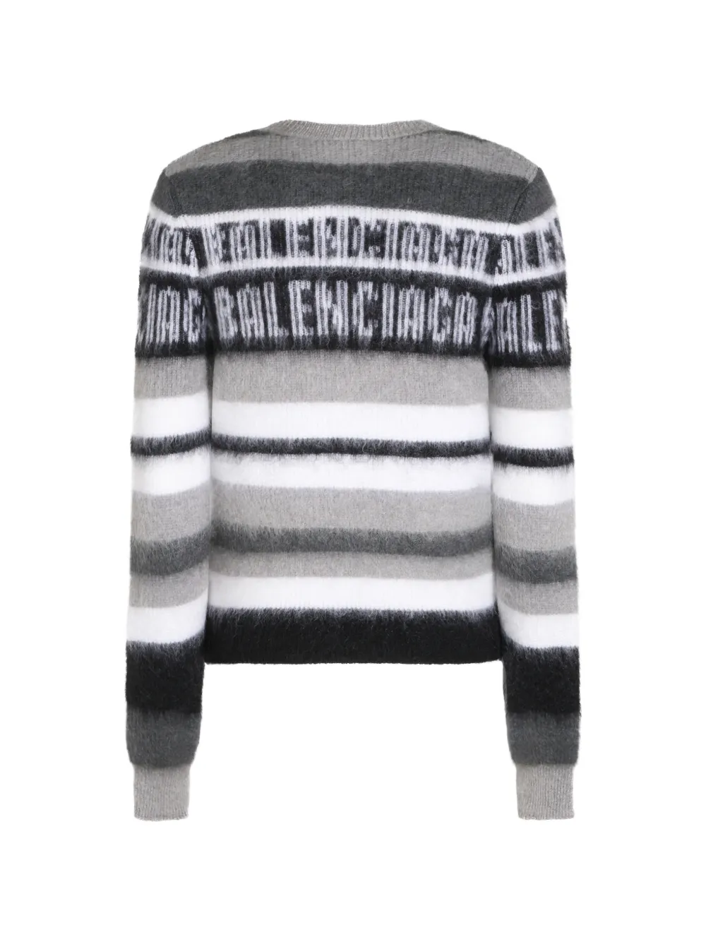 Balenciaga Gestreepte trui met logo-intarsia Grijs
