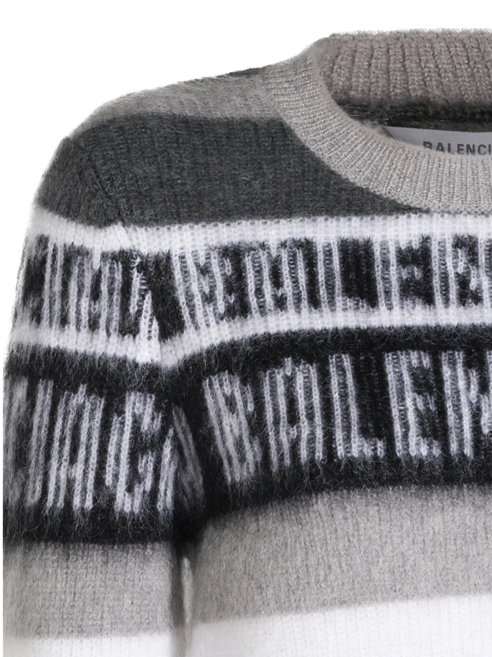 Balenciaga Gestreepte trui met logo-intarsia Grijs