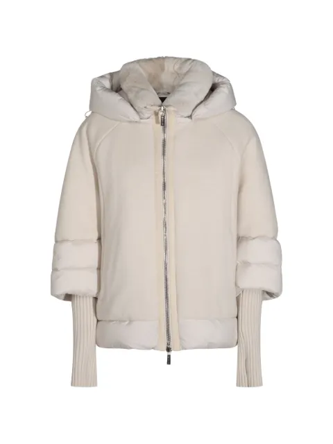 Moorer hooded panelled coat