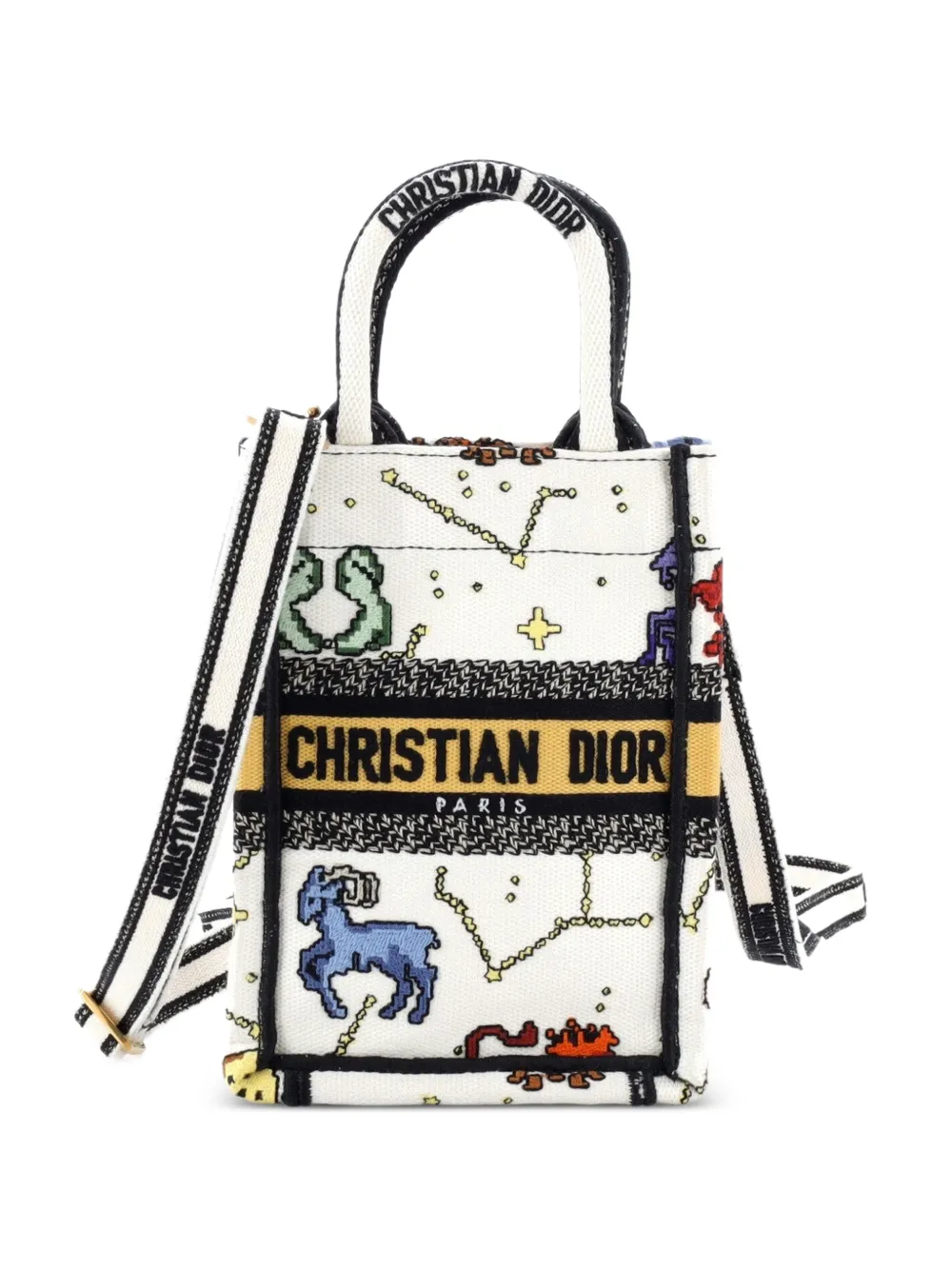 Christian Dior Pre-Owned Book Pixel Zodiac Mini-Tote Bag aus Canvas mit Stickerei - Nude
