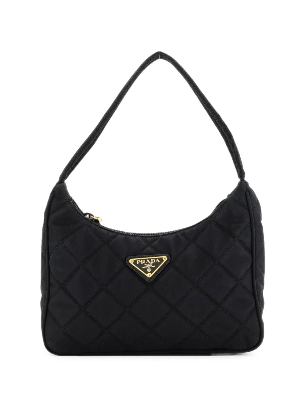 Prada Pre-Owned Hobo Quilted Tessuto Small shoulder bag - Nero