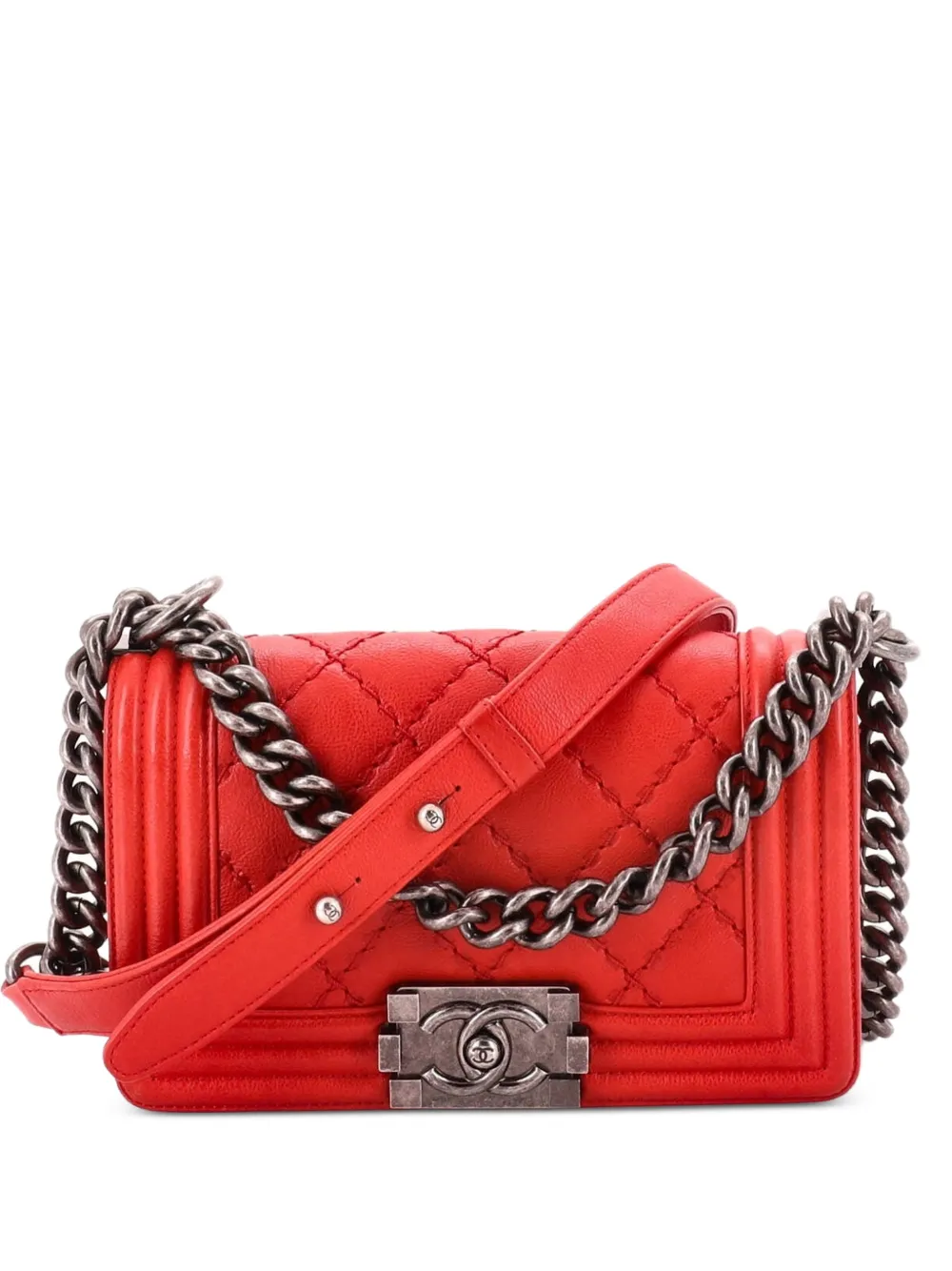 CHANEL Pre-Owned Kleine Boy Flap Bag Umhängetasche mit Steppung - Rot
