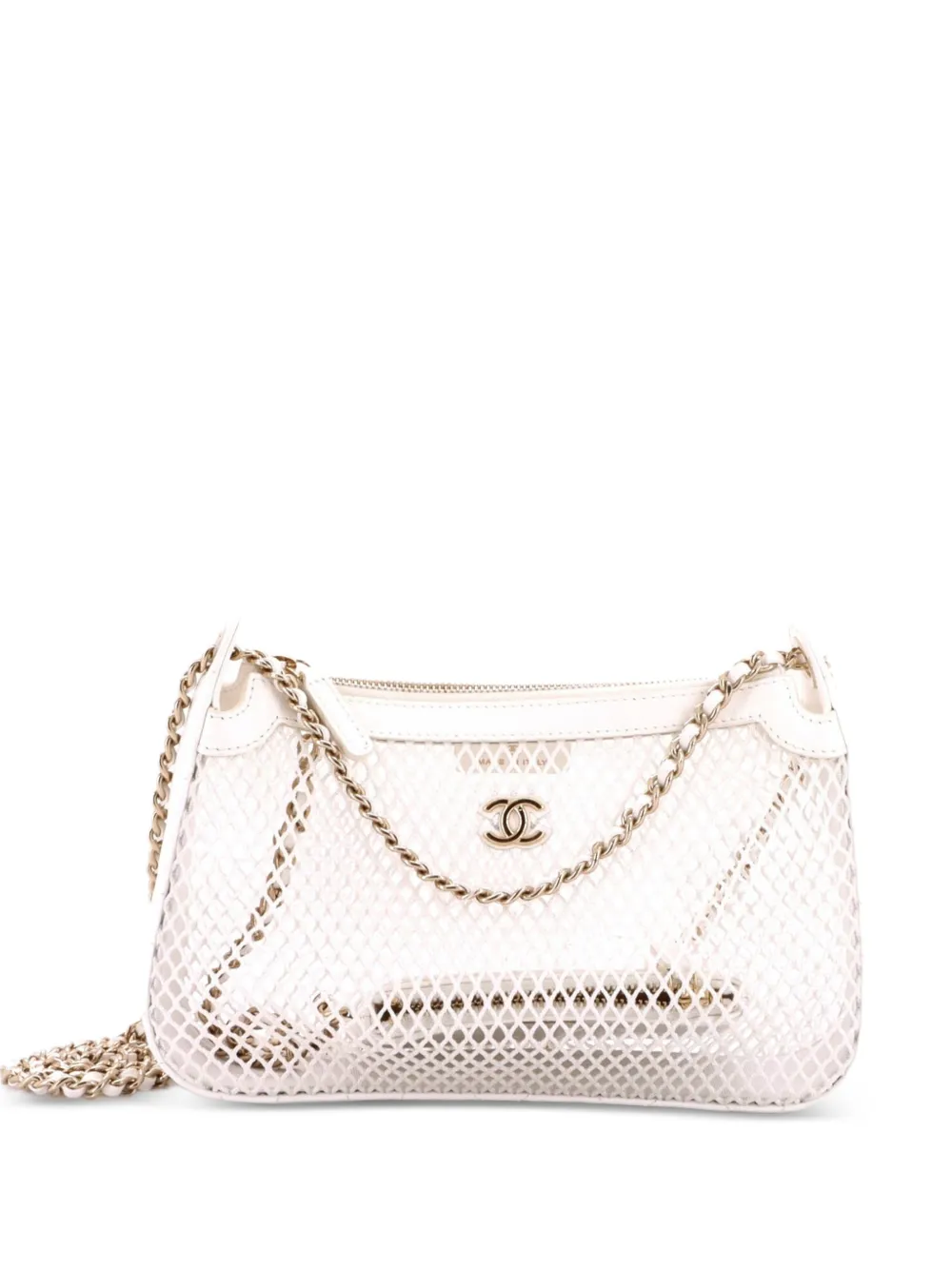 CHANEL Pre-Owned Clutch with Chain Mesh with Quilted Lambskin crossbody bag - Bianco