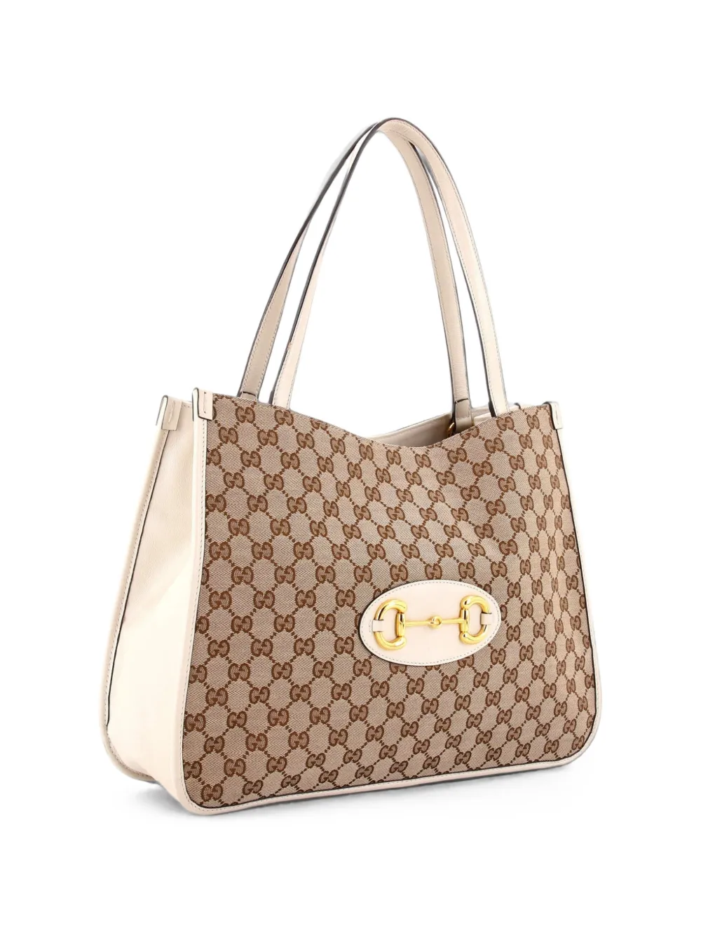 Gucci Pre-Owned Horsebit 1955 GG Canvas with Leather Medium tote bag - Toni neutri