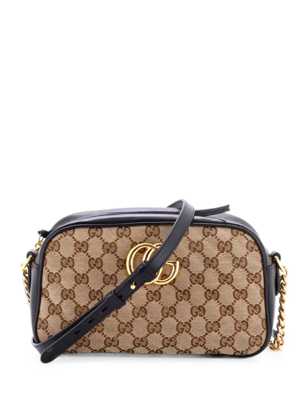 Gucci Pre-Owned GG Marmont Shoulder Bag Diagonal Quilted GG Canvas with Leather Small crossbody bag - Nero
