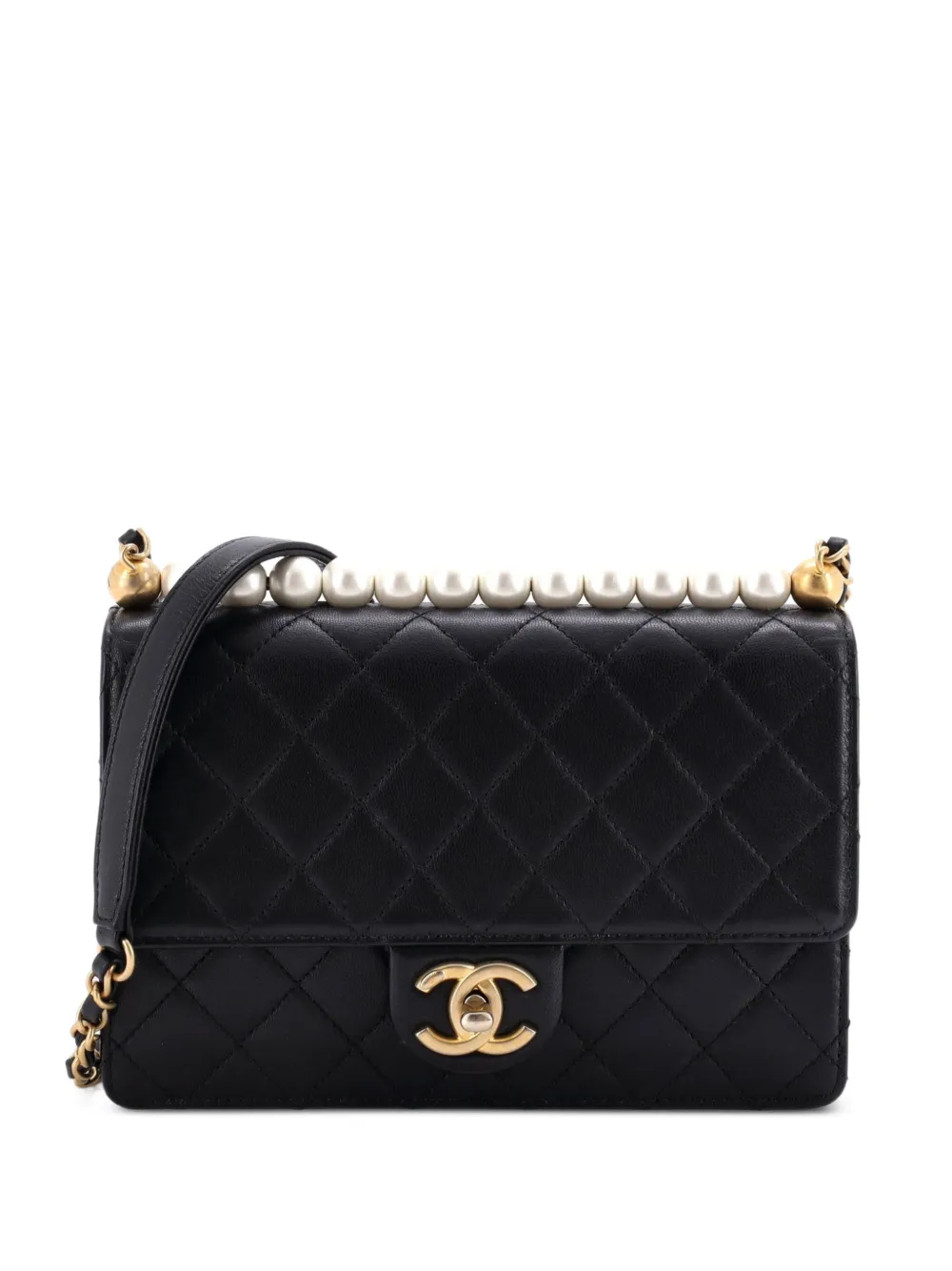 CHANEL Pre-Owned Chic Pearls Flap Bag Quilted Lambskin Small shoulder bag - Nero