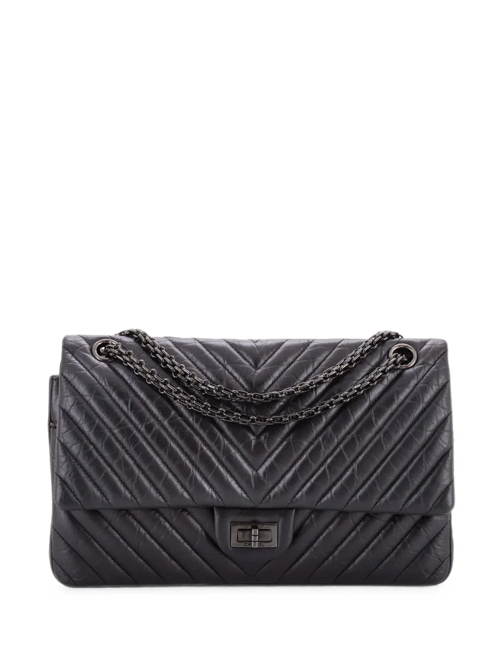 CHANEL Pre-Owned So Black Reissue 2.55 Flap Bag Chevron Aged Calfskin 226 crossbody bag