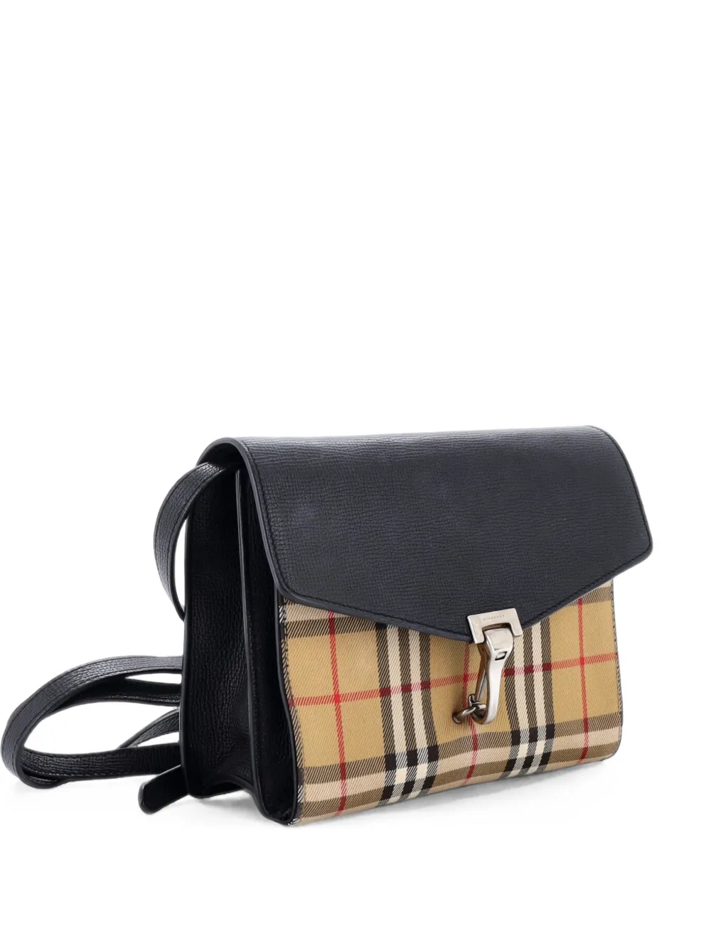 Burberry Pre-Owned Macken Leather and Vintage Check Canvas Small crossbody bag - Nero