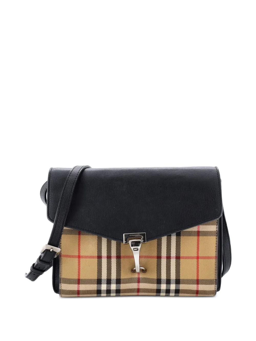 Burberry Pre-Owned Macken Leather and Vintage Check Canvas Small crossbody bag - Nero