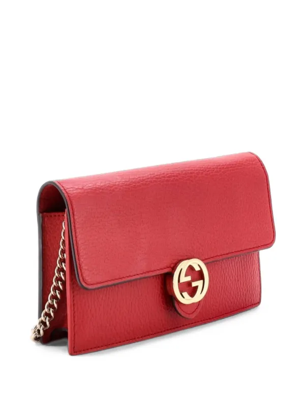 Gucci Pre-Owned インターロッキング ウォレット オン チェーン レザー