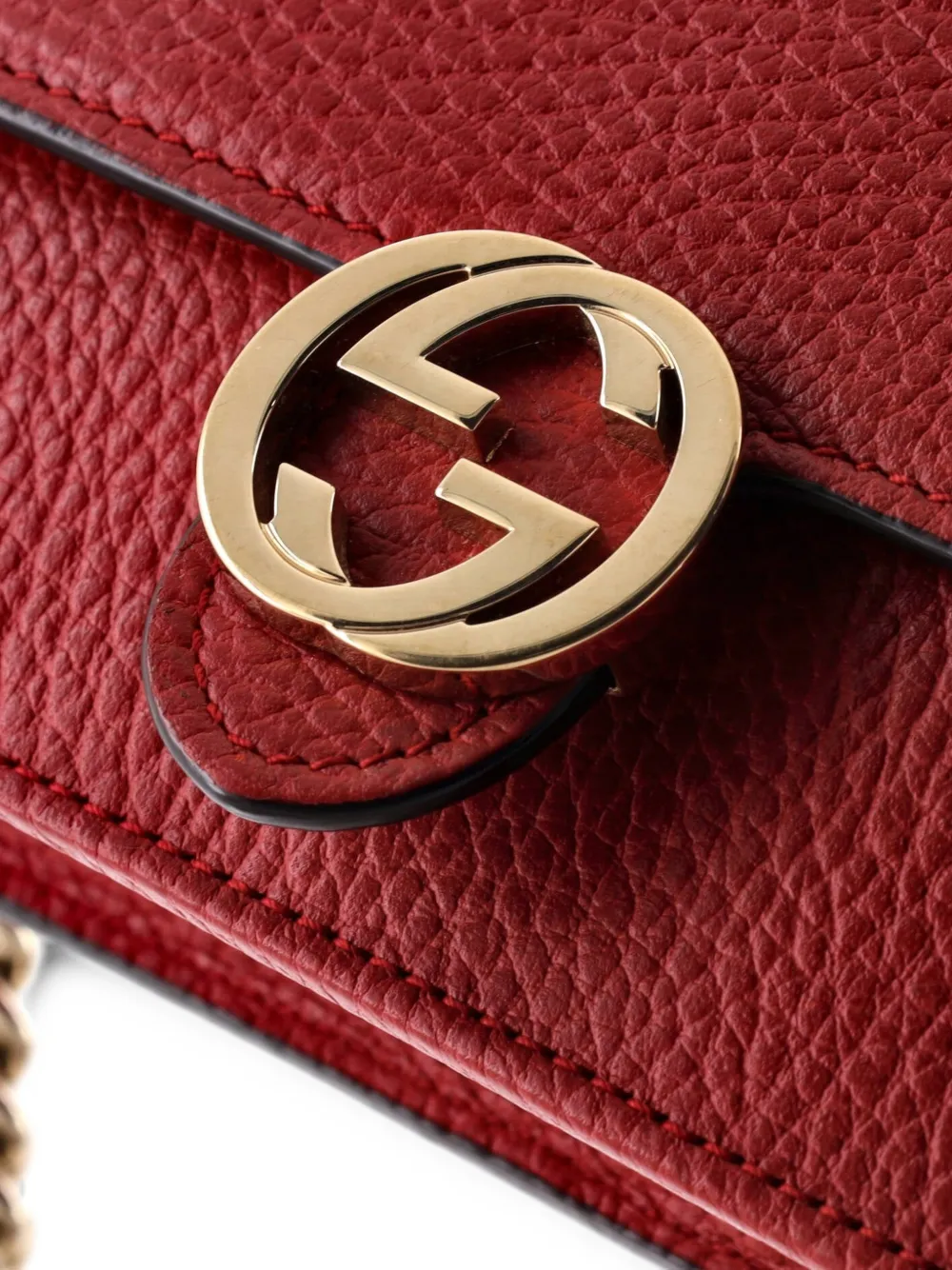 Gucci Pre-Owned インターロッキング ウォレット オン チェーン レザー