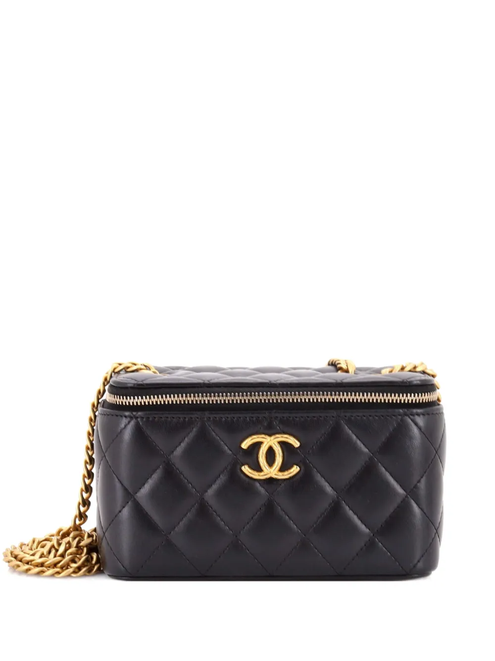 CHANEL Pre-Owned All Slide Long Vanity Case with Chain Quilted Lambskin Small crossbody bag - Nero