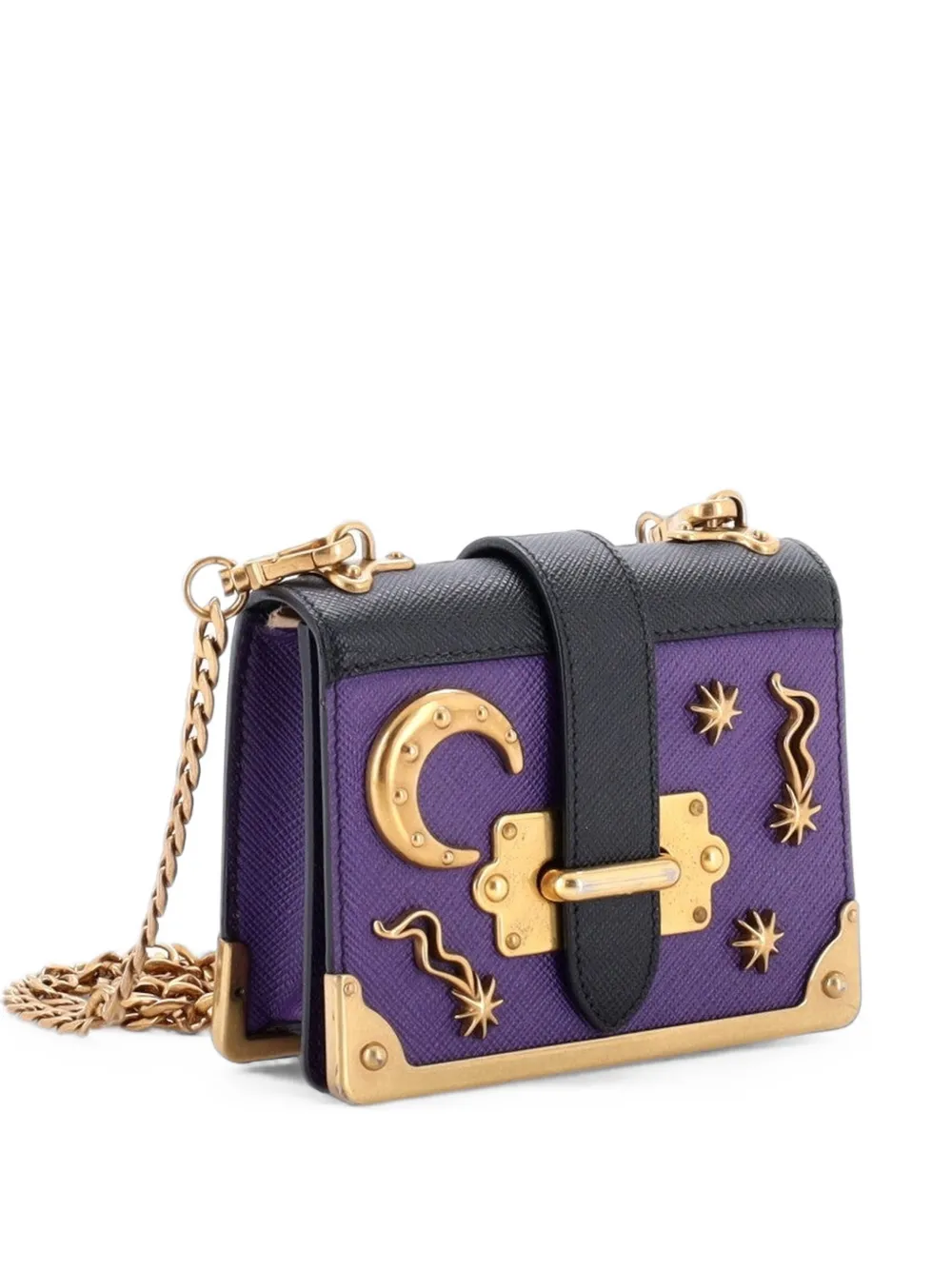 Prada Pre-Owned Cahier Embellished Leather Micro crossbody bag - Nero
