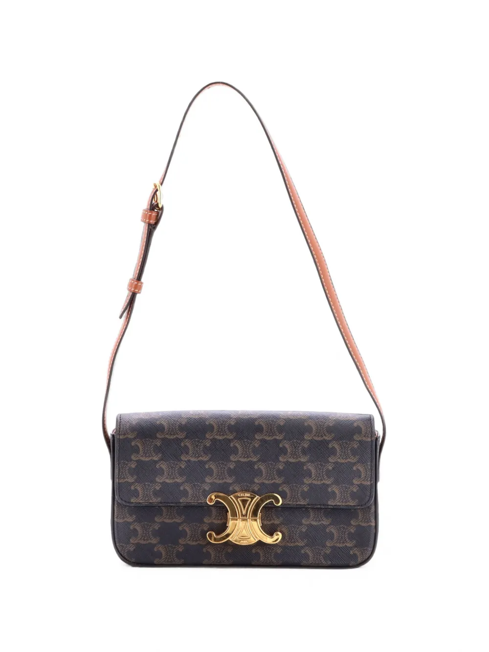 Celine Pre-Owned Triomphe East-West Triomphe Coated Canvas shoulder bag - Marrone