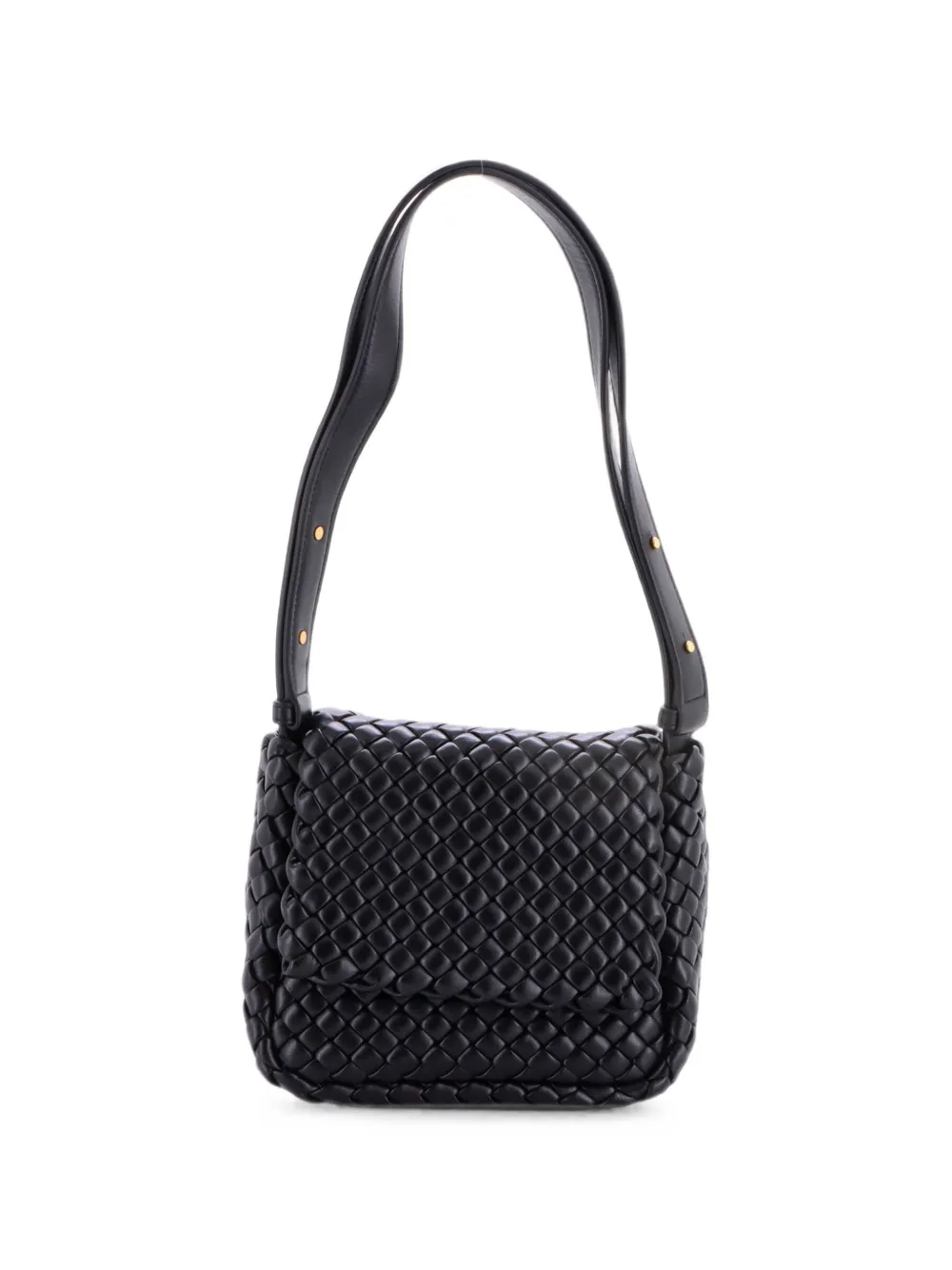 Bottega Veneta Pre-Owned Cobble Flap Padded Intrecciato Leather Small shoulder bag - Nero