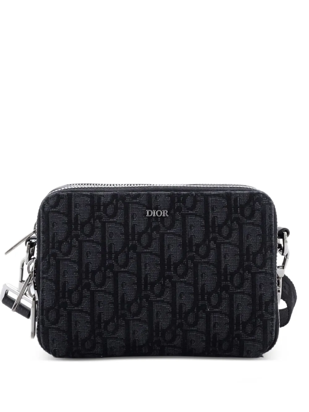 Christian Dior Pre-Owned Oblique Canvas-Umhängetasche mit doppeltem Reißverschluss - Schwarz