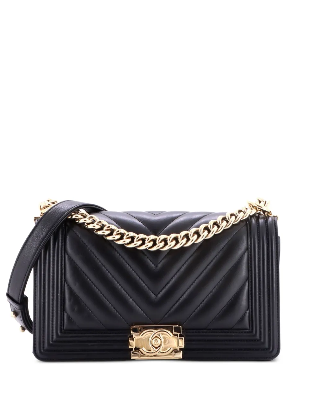 CHANEL Pre-Owned Boy Flap Bag Chevron Lambskin Old Medium shoulder bag - Nero