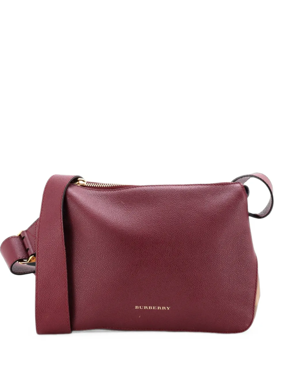 Burberry Pre-Owned Helmsley Leather with House Check Canvas Small crossbody bag - Viola