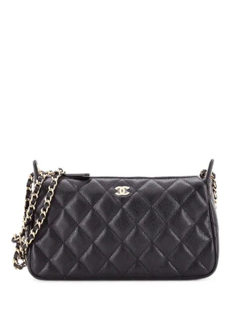 CHANEL Pre-Owned CC Double Chain Zip with Chain Quilted Caviar Small clutch bag