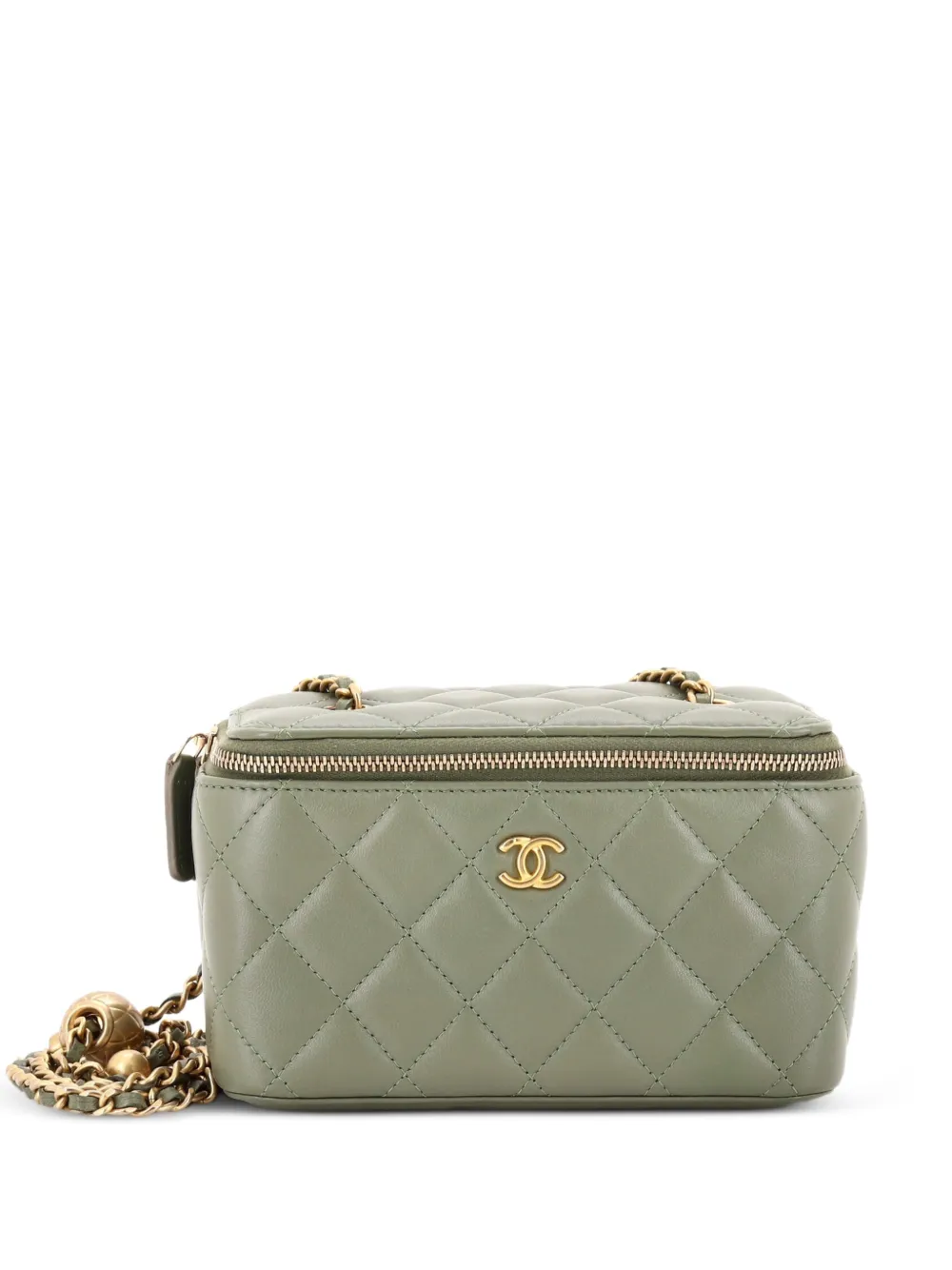 CHANEL Pre-Owned Kleine Pearl Crush Kosmetiktasche mit Kettensteppung - Grün