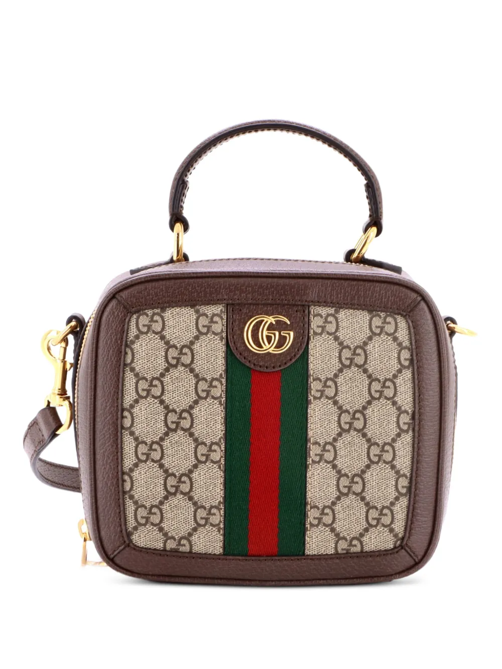 Gucci Pre-Owned Ophidia Mini-Satteltasche aus beschichtetem GG-Canvas mit Leder - Braun