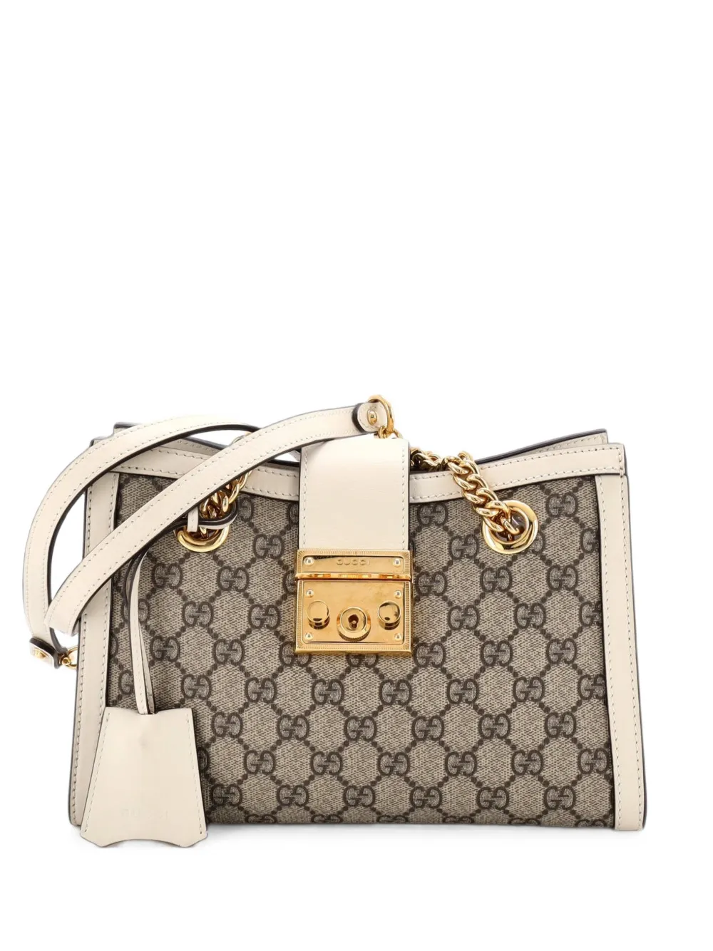 Gucci Pre-Owned Padlock Chain Tote GG Coated Canvas with Leather Small shoulder bag - Toni neutri