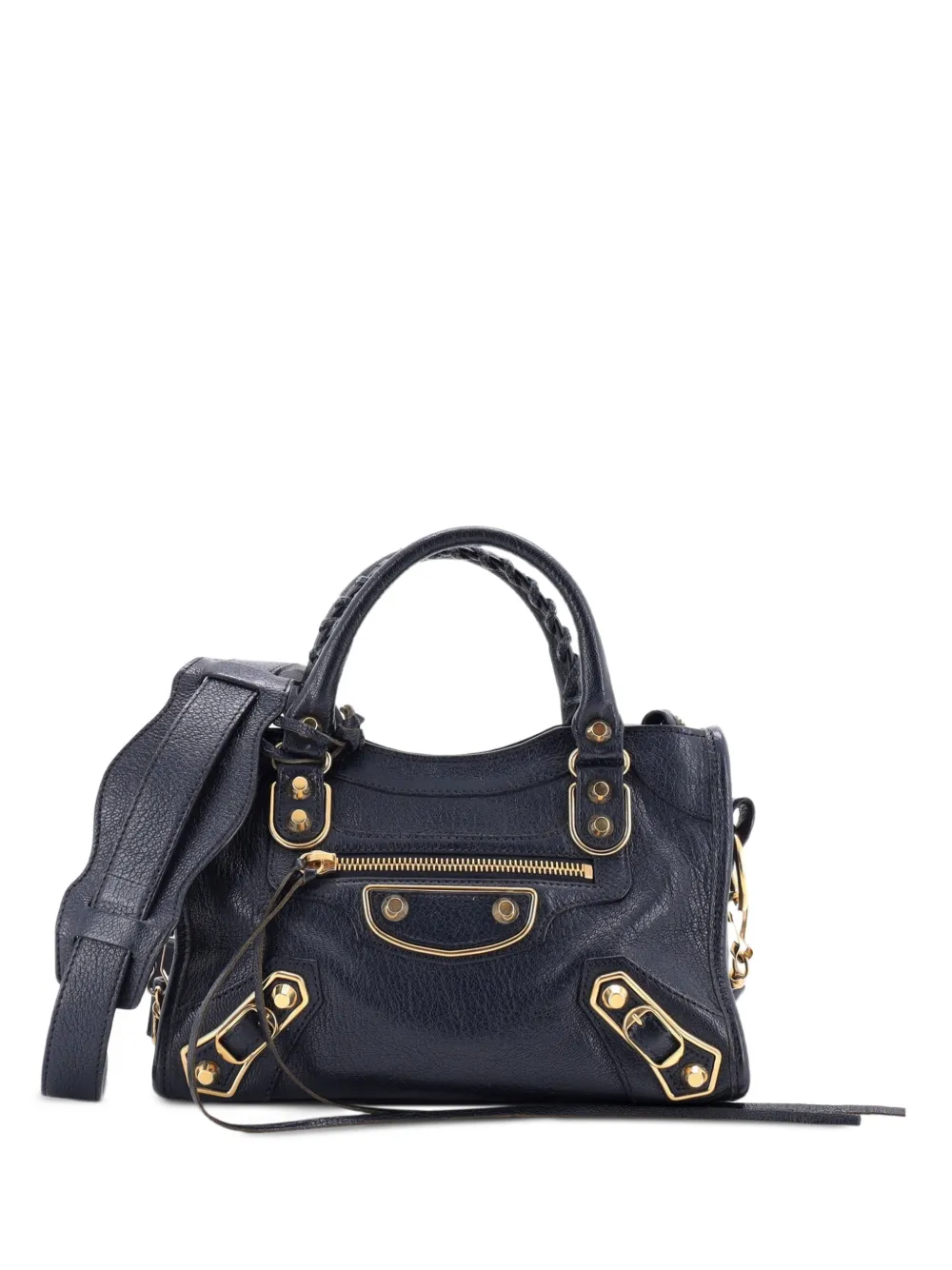 Balenciaga Pre-Owned Mini City Classic Edge Bag Schultertasche im Metallic-Look - Blau