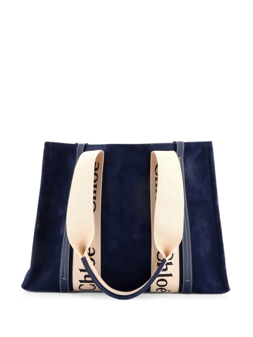 Chloé Pre-Owned Woody Suede with Canvas Medium tote bag - Blu
