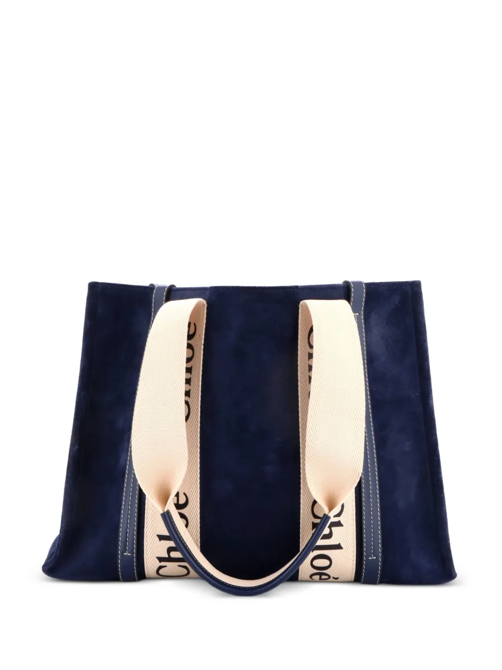 Chloé Pre-Owned Mittelgroße Woody Tote Bag aus Wildleder mit Canvas - Blau