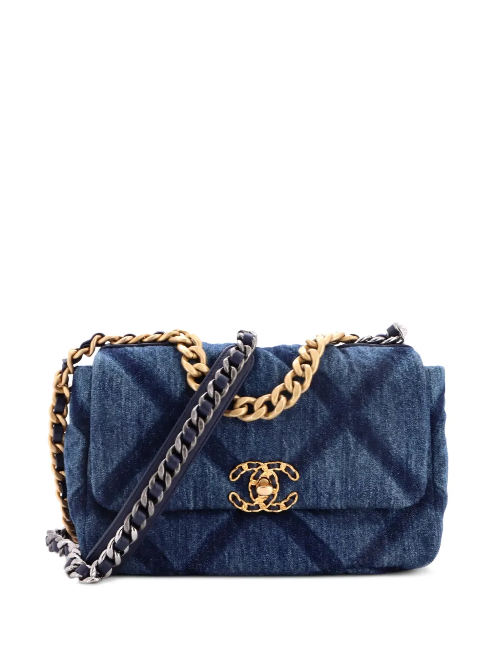 CHANEL Pre-Owned 19 Flap Bag Quilted Denim Medium shoulder bag - Blu